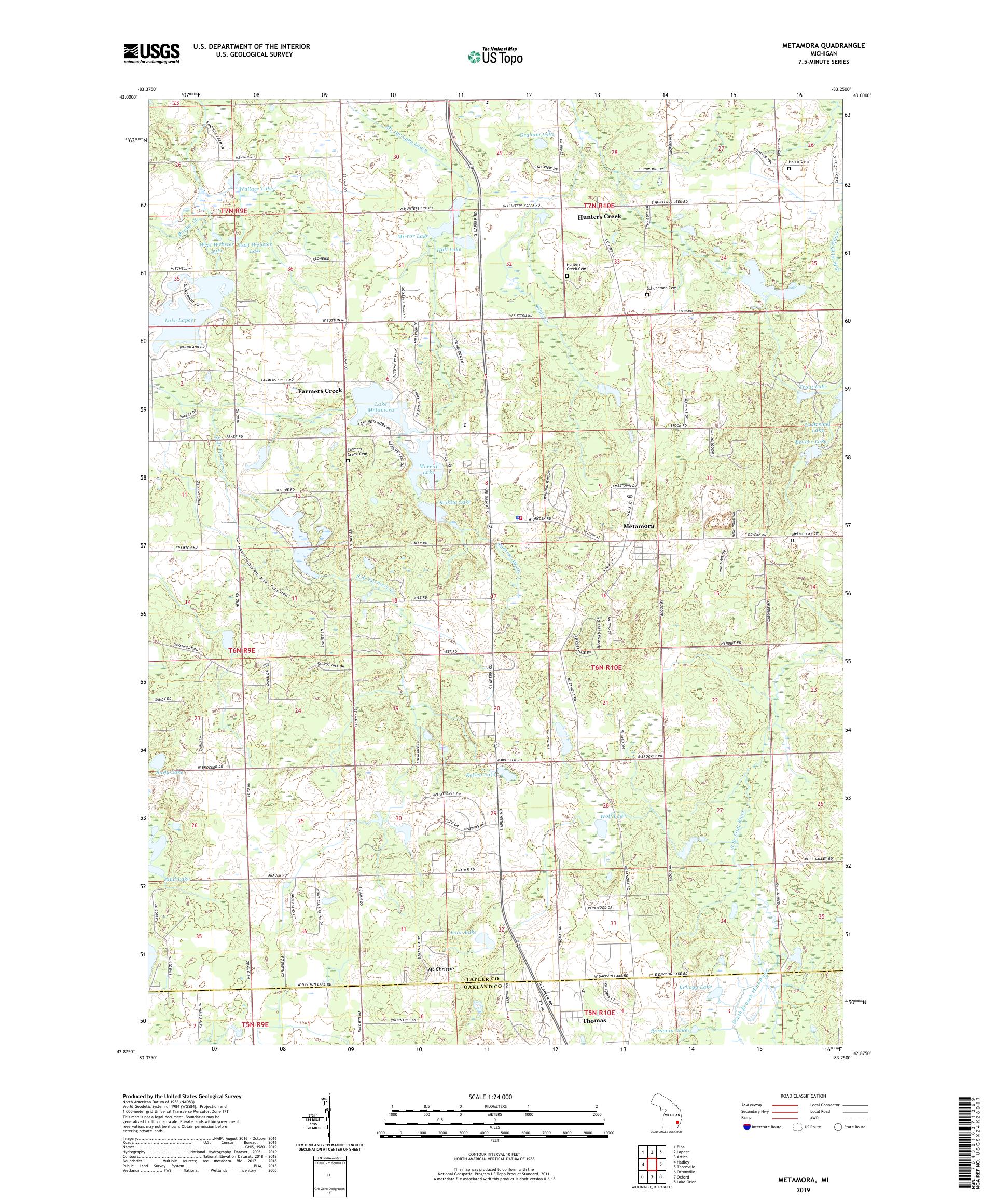 Metamora Michigan US Topo Map – MyTopo Map Store