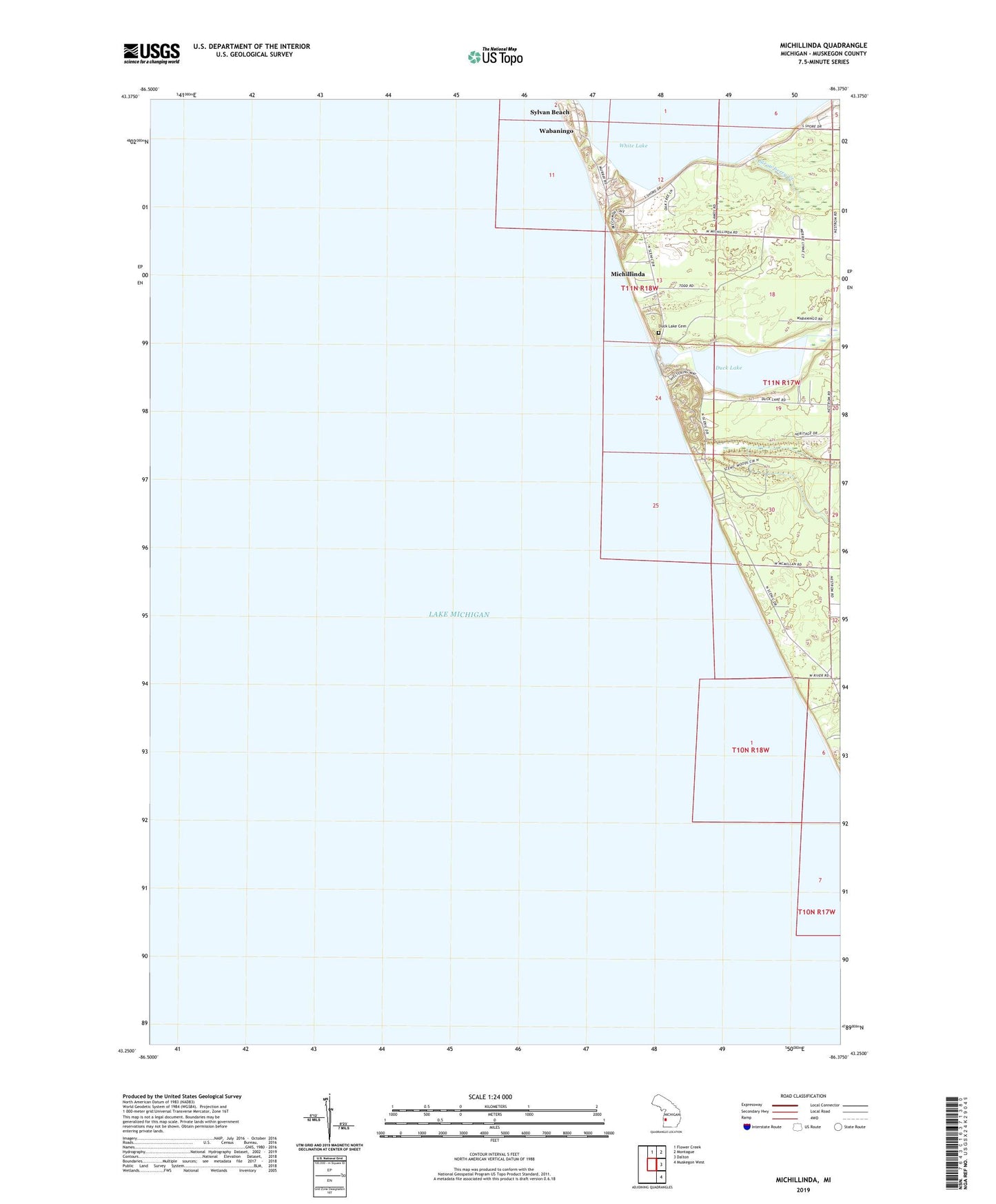 Michillinda Michigan US Topo Map Image