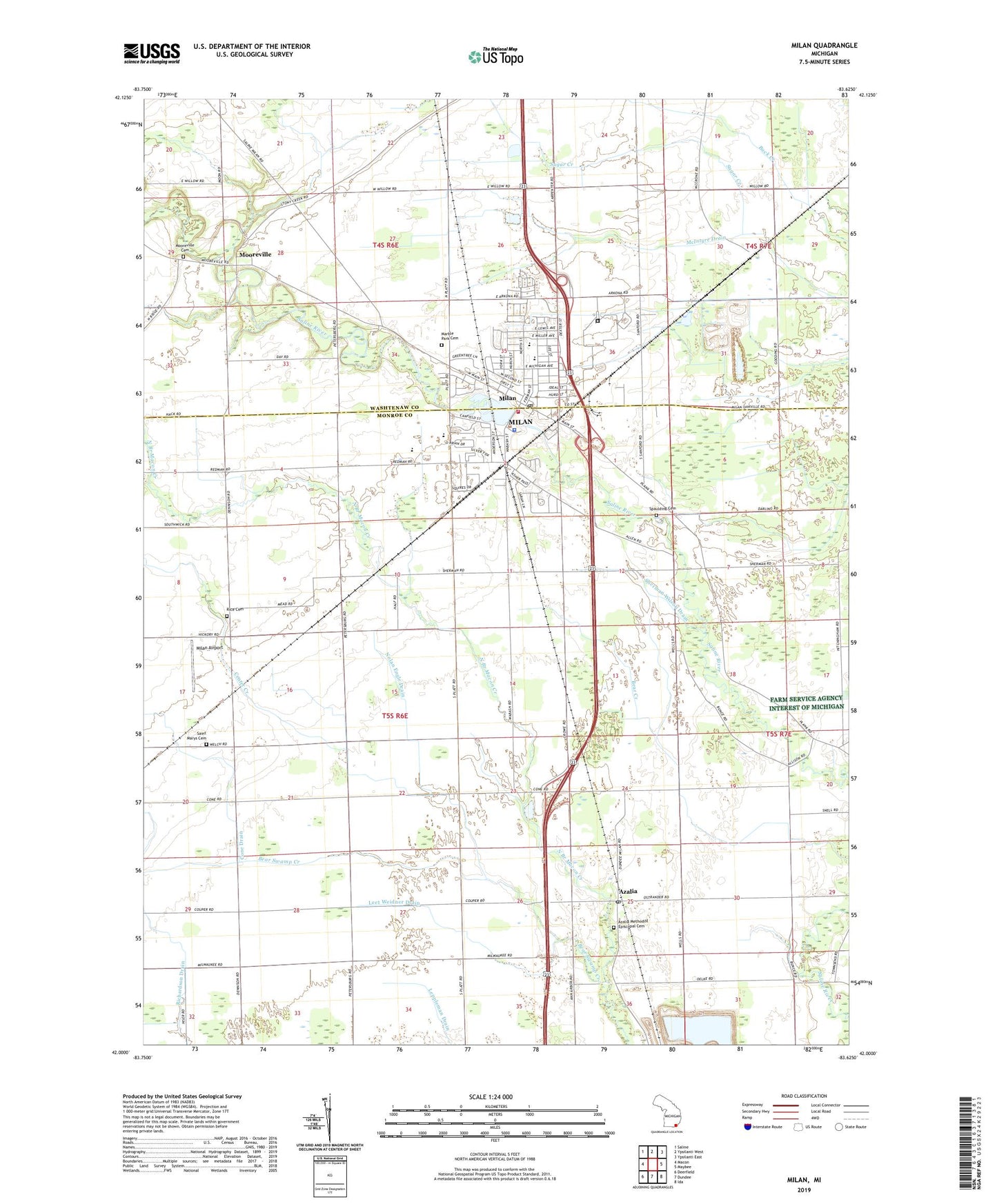Milan Michigan US Topo Map Image