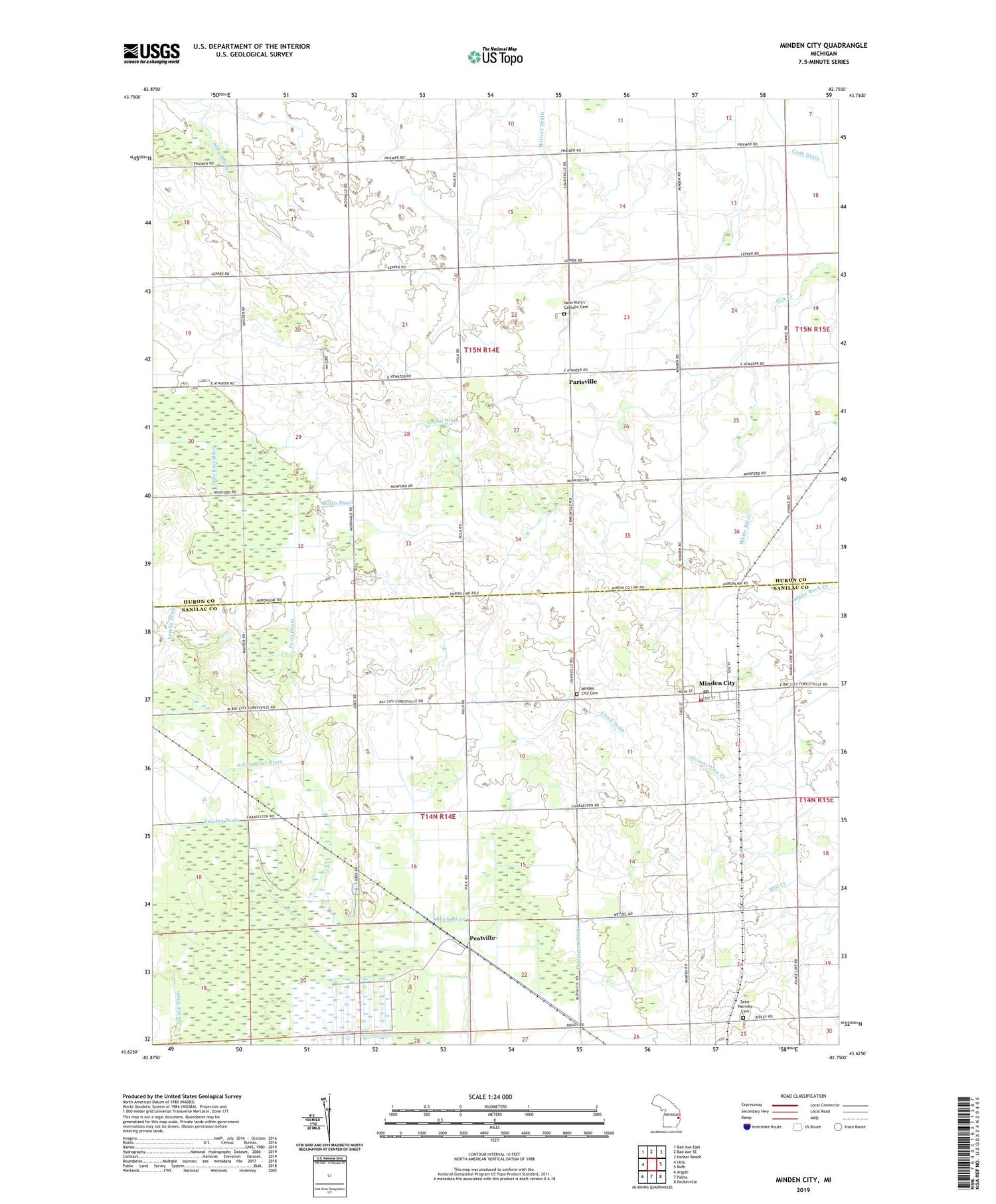 Minden City Michigan US Topo Map Image