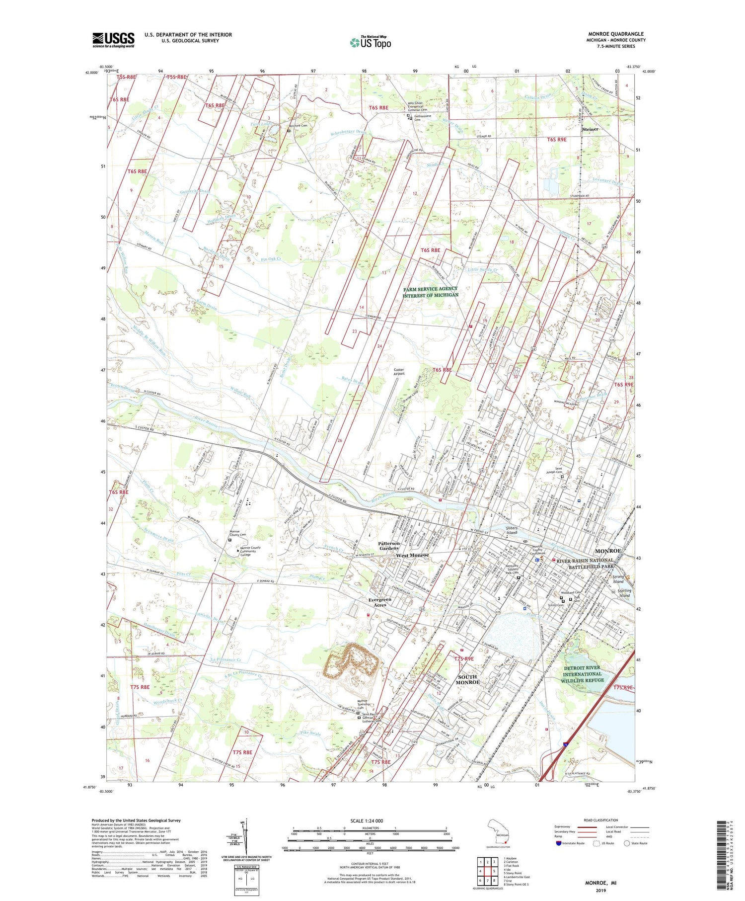 Monroe Michigan US Topo Map Image