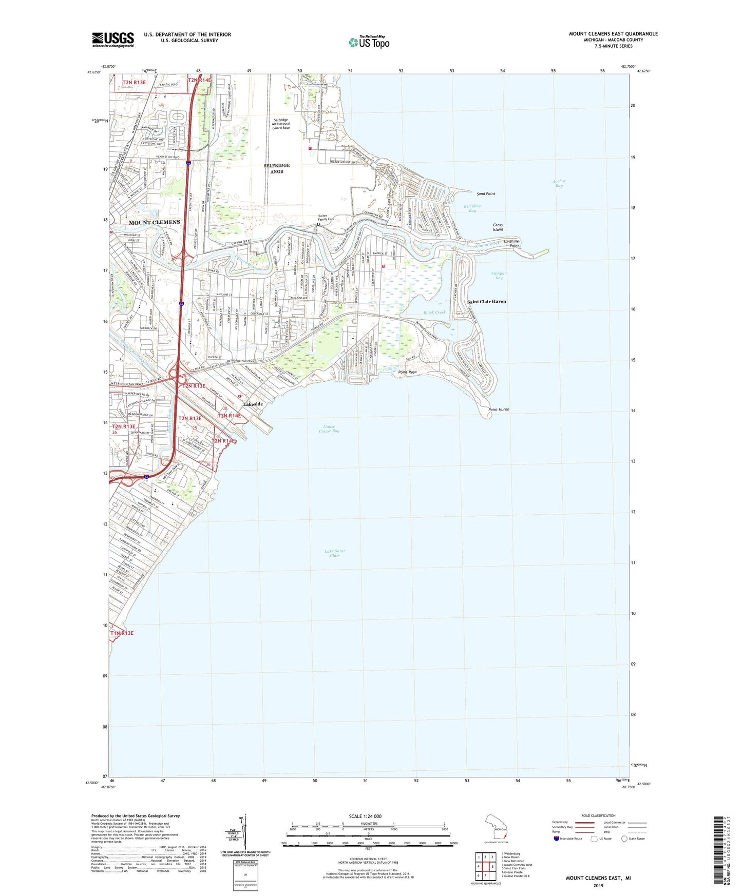 Mount Clemens East Michigan US Topo Map Image