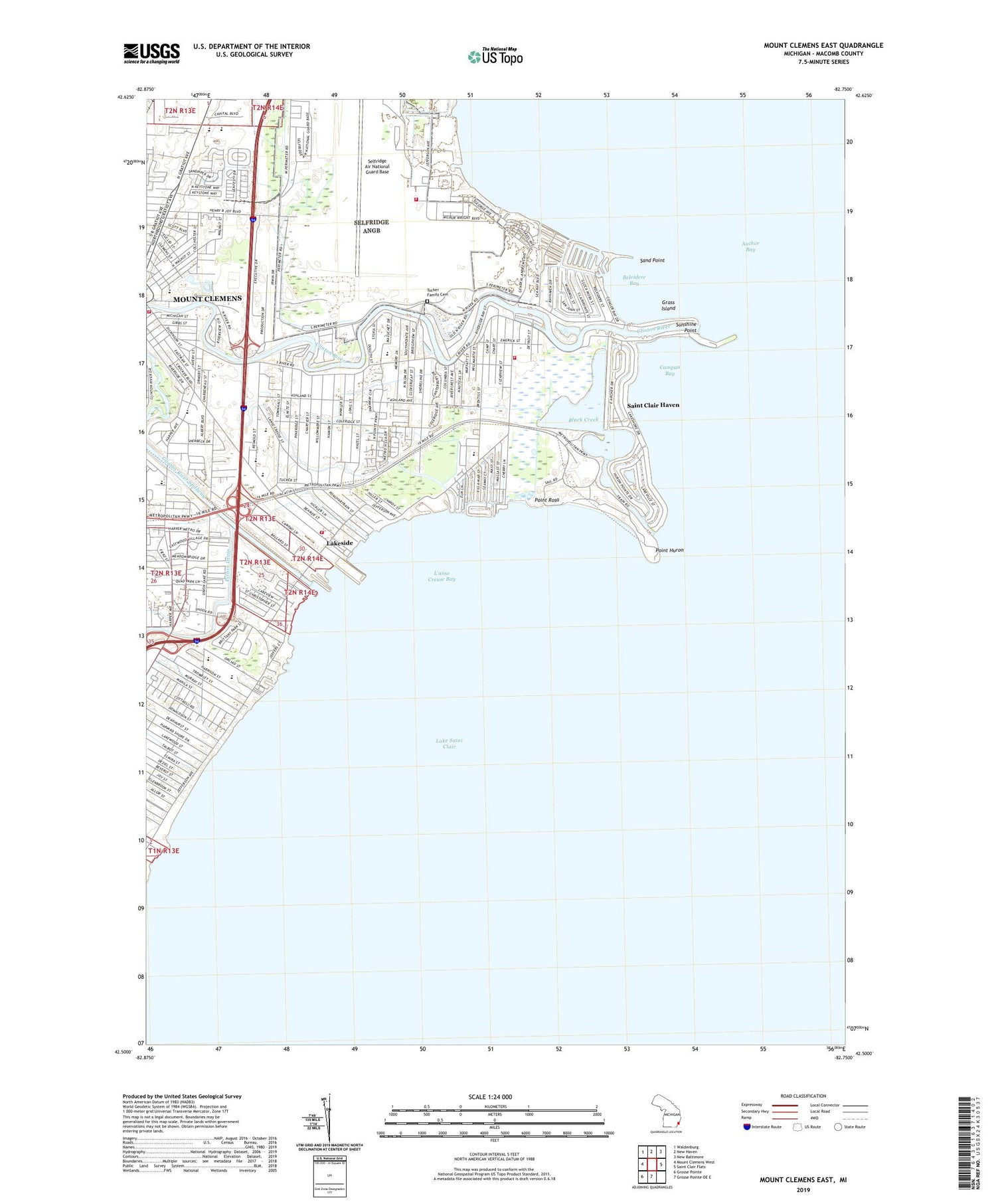 Mount Clemens East Michigan US Topo Map Image