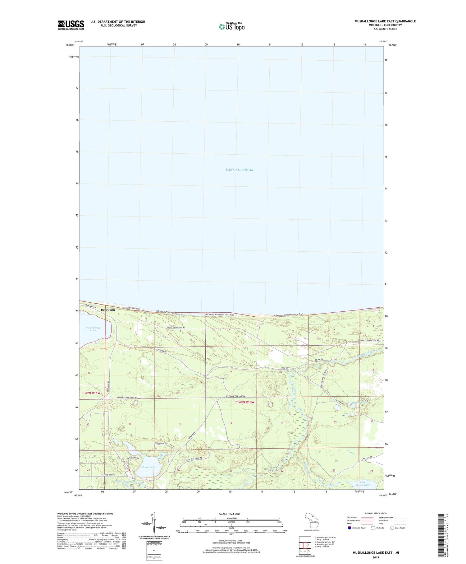 Muskallonge Lake East Michigan US Topo Map Image