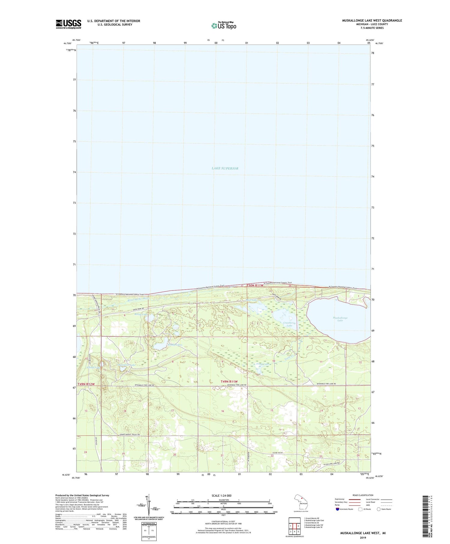 Muskallonge Lake West Michigan US Topo Map Image
