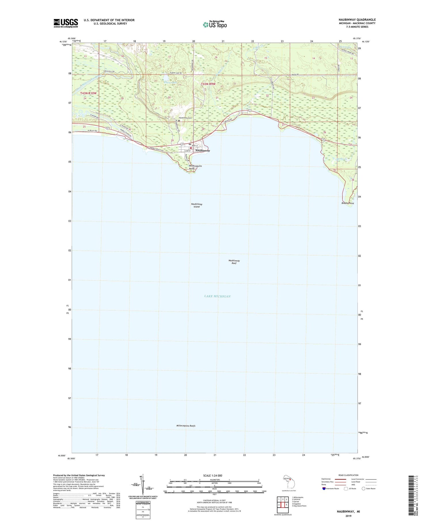 Naubinway Michigan US Topo Map Image