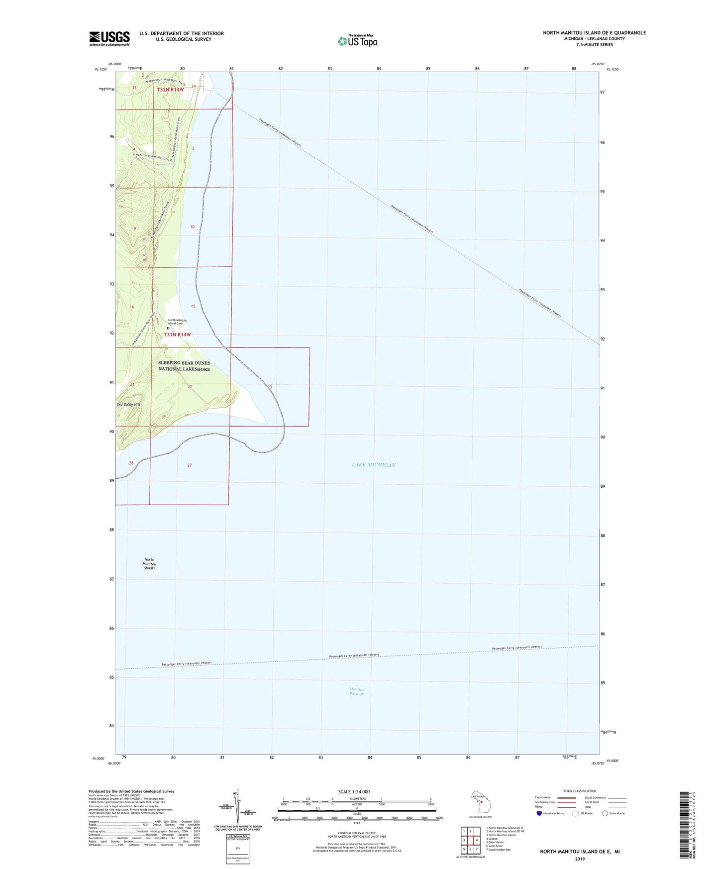 North Manitou Island OE E Michigan US Topo Map Image