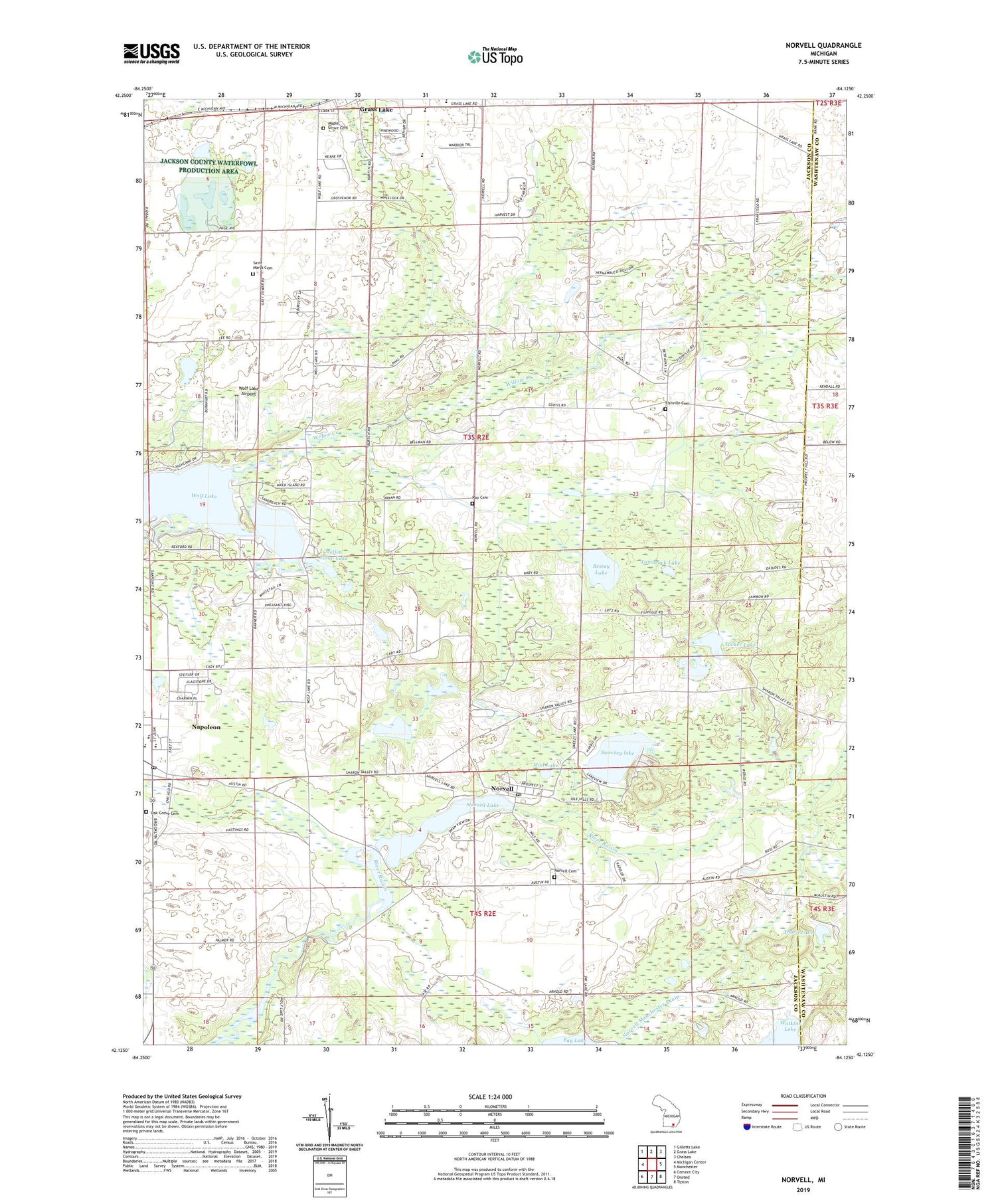Norvell Michigan US Topo Map Image