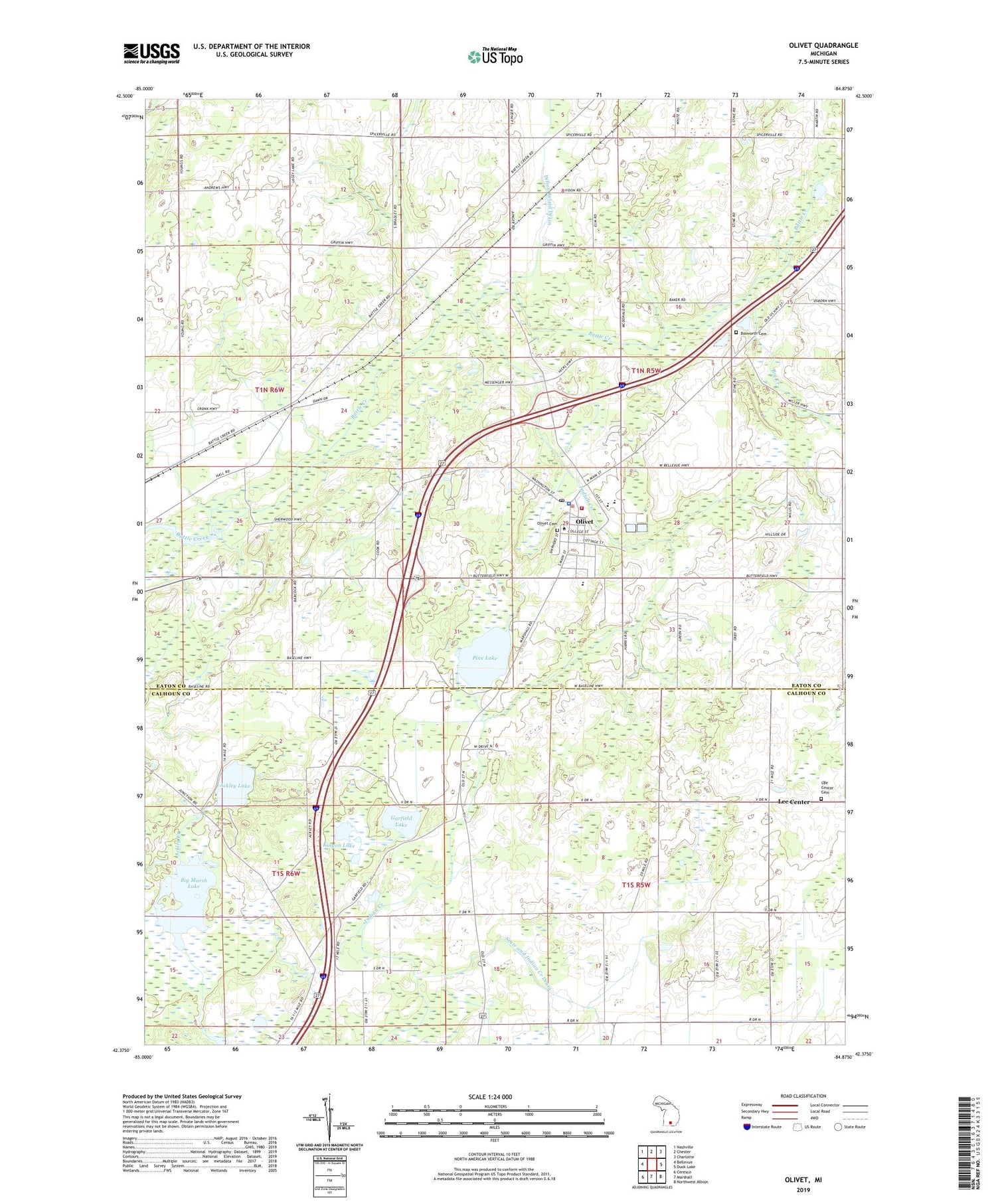 Olivet Michigan US Topo Map Image