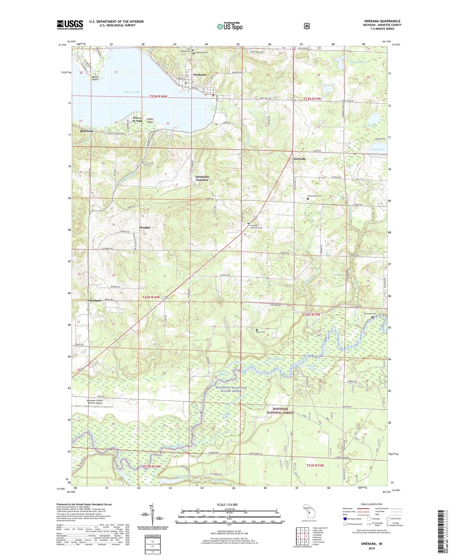 Onekama Michigan US Topo Map Image
