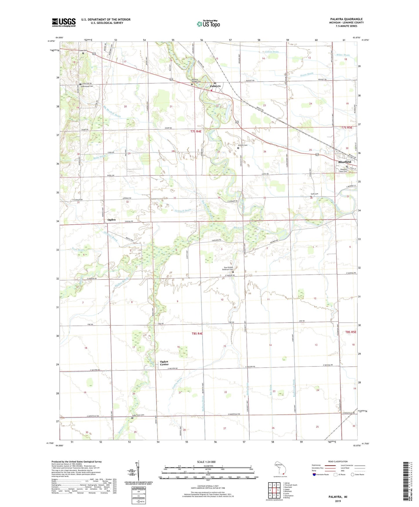 Palmyra Michigan US Topo Map Image