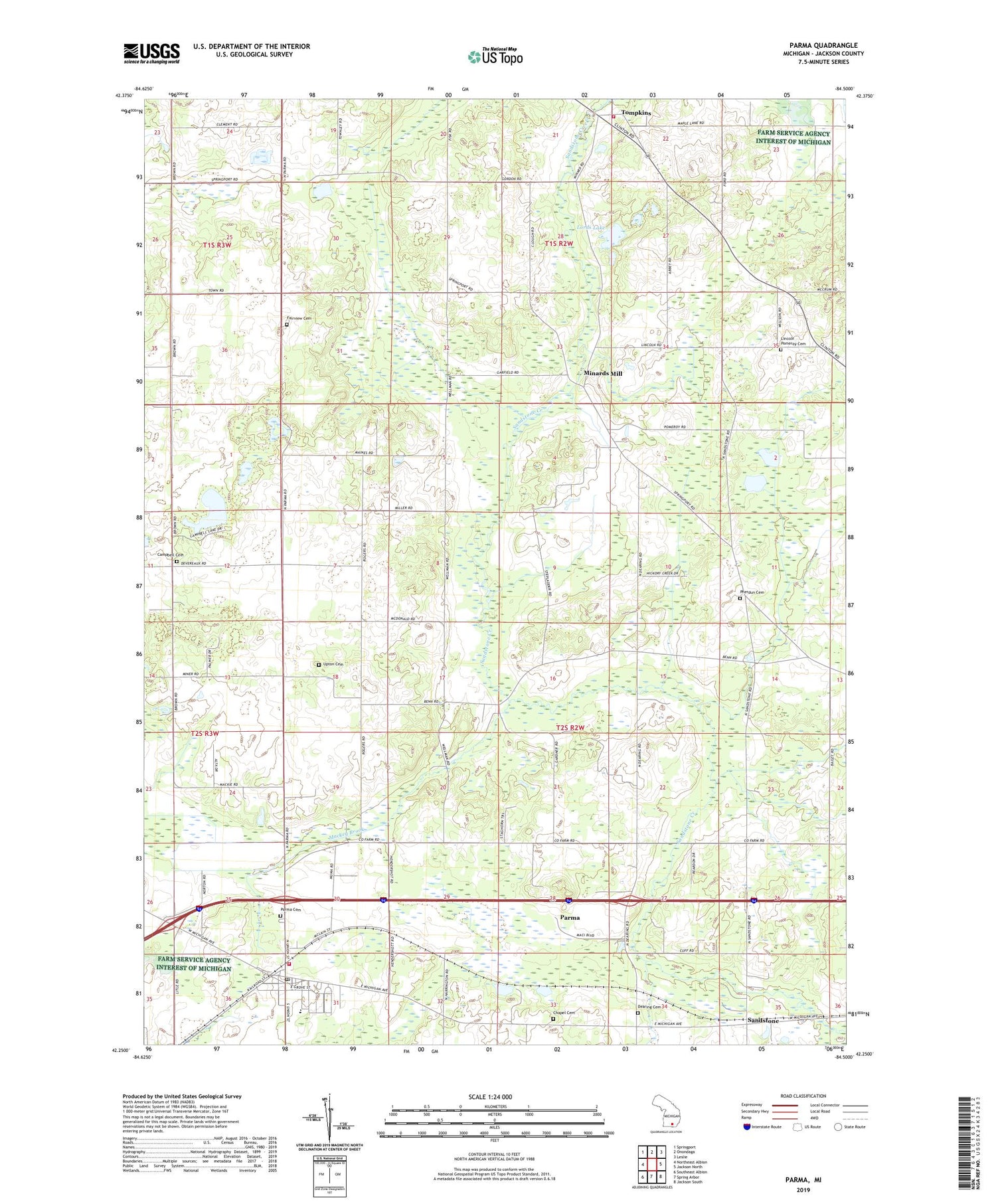 Parma Michigan US Topo Map Image