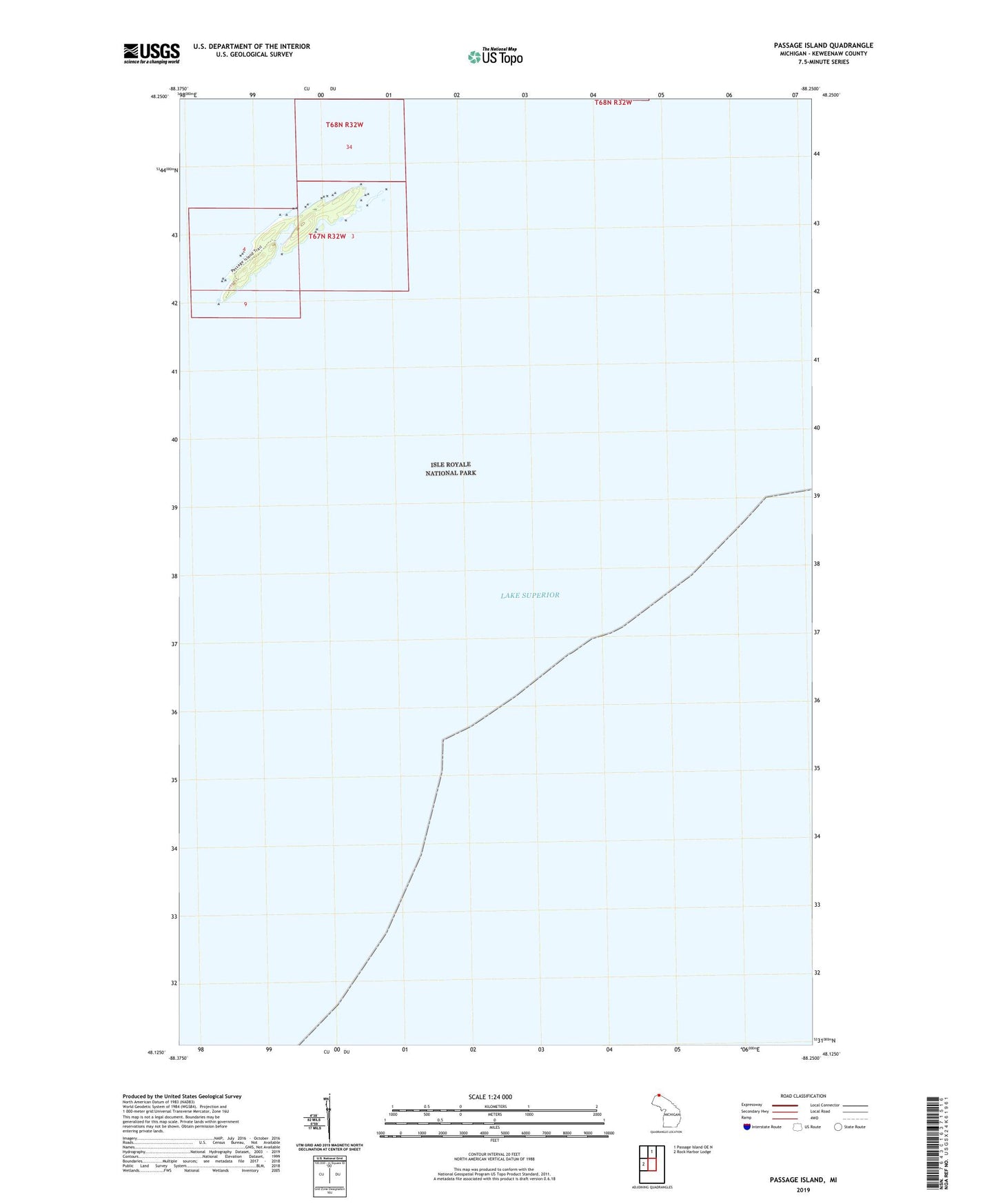 Passage Island Michigan US Topo Map Image