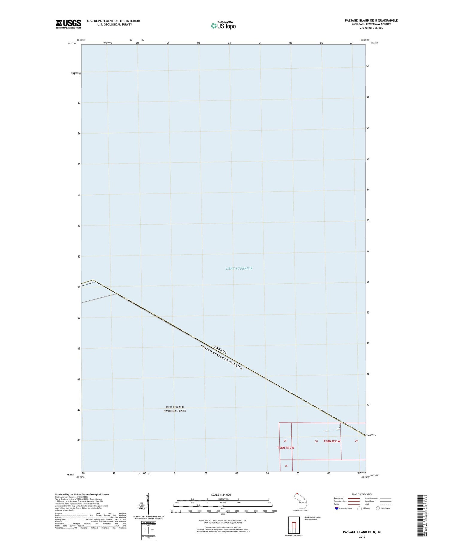 Passage Island OE N Michigan US Topo Map Image