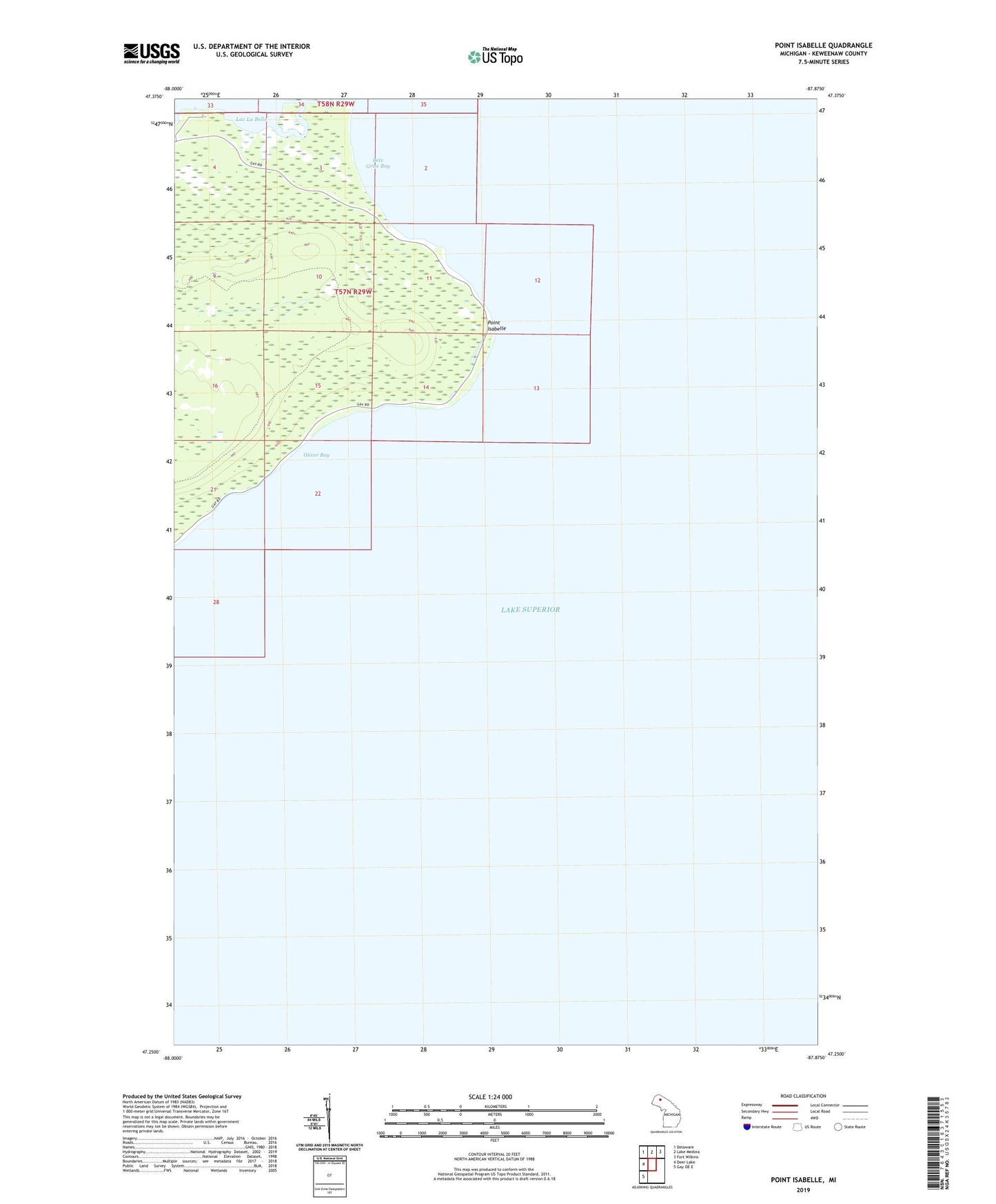 Point Isabelle Michigan US Topo Map Image