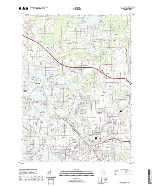 Pontiac North Michigan US Topo Map Image