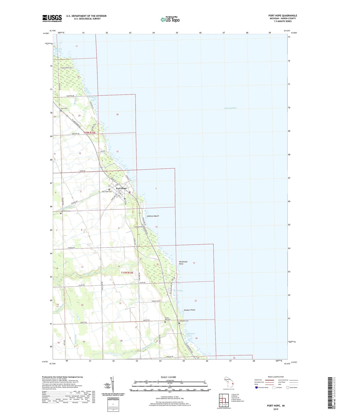 Port Hope Michigan US Topo Map Image