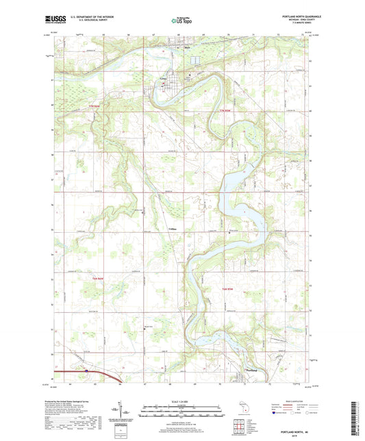 Portland North Michigan US Topo Map Image
