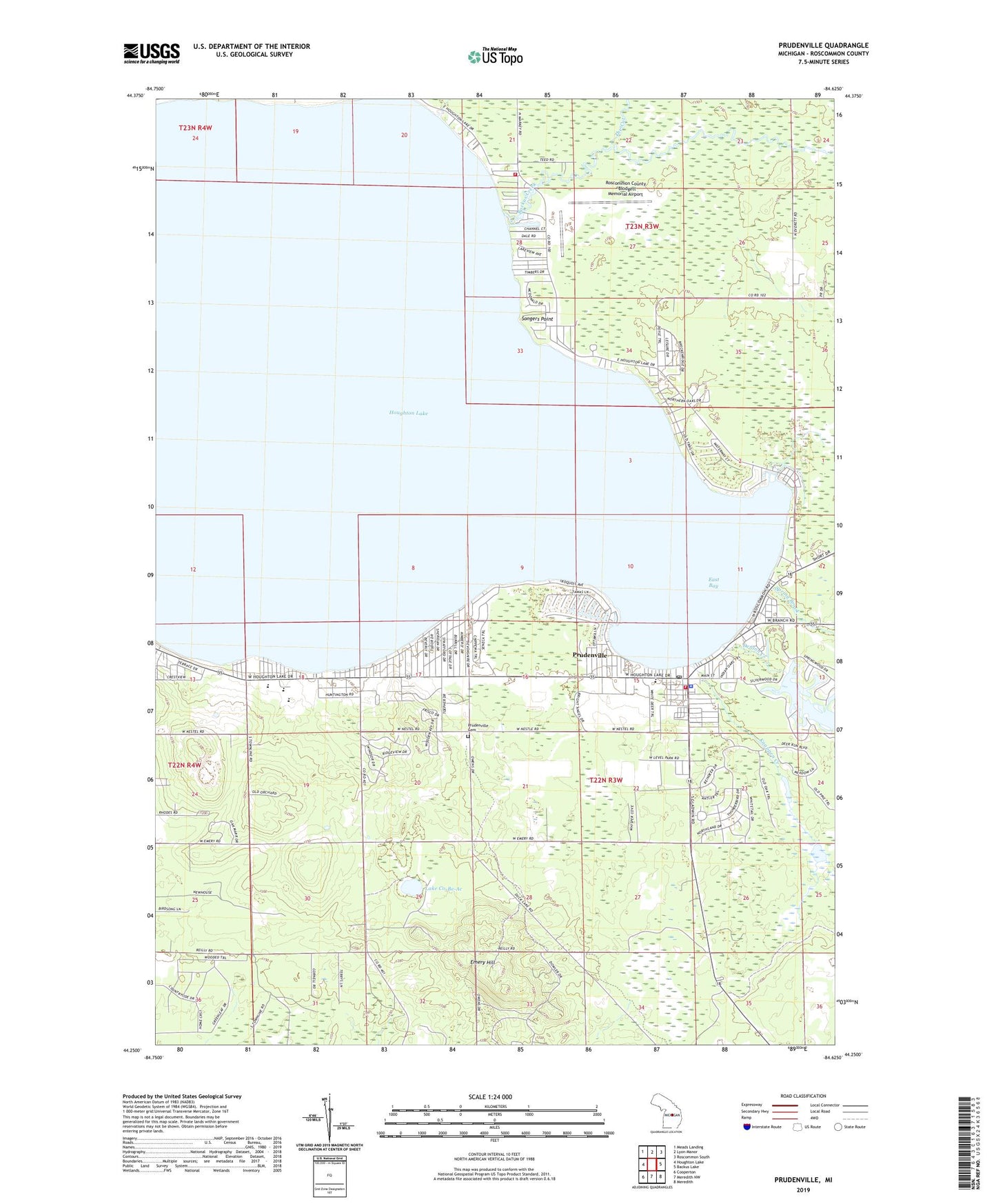 Prudenville Michigan US Topo Map Image