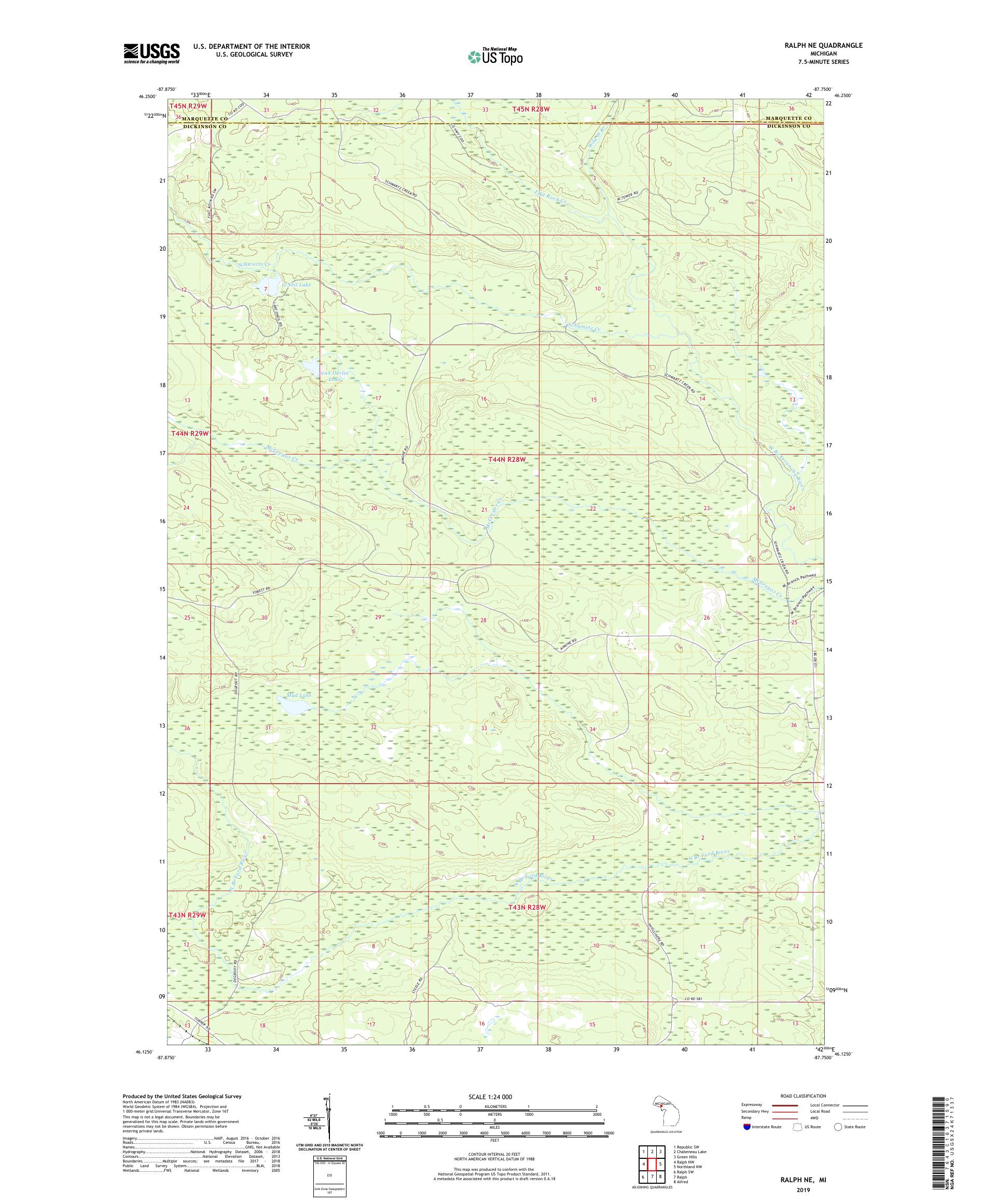 Ralph NE Michigan US Topo Map – MyTopo Map Store