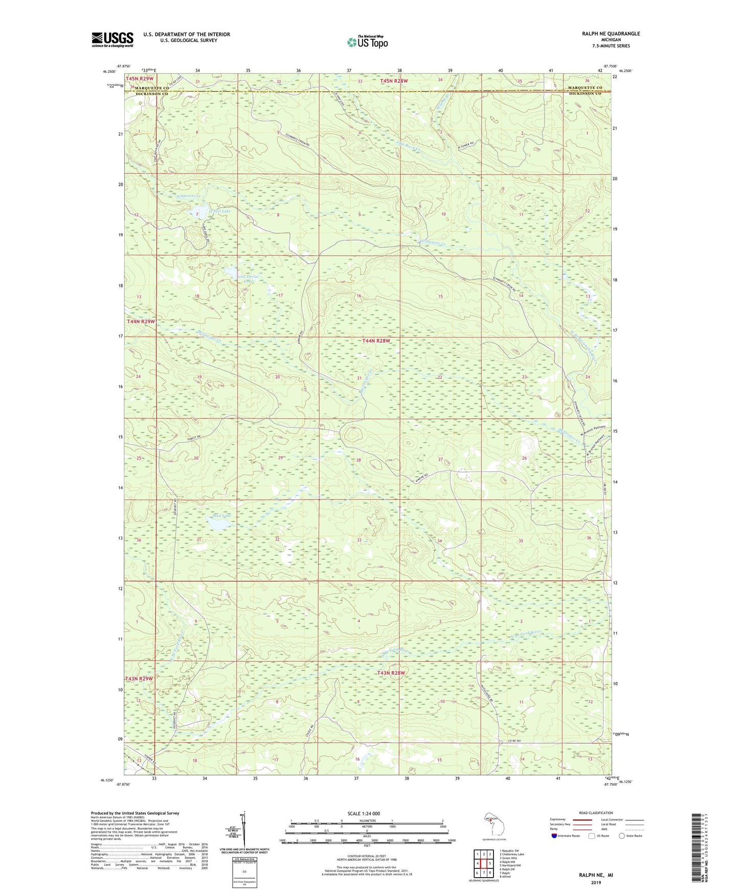 Ralph NE Michigan US Topo Map Image