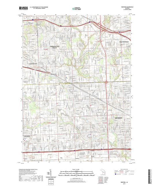 Redford Michigan US Topo Map Image