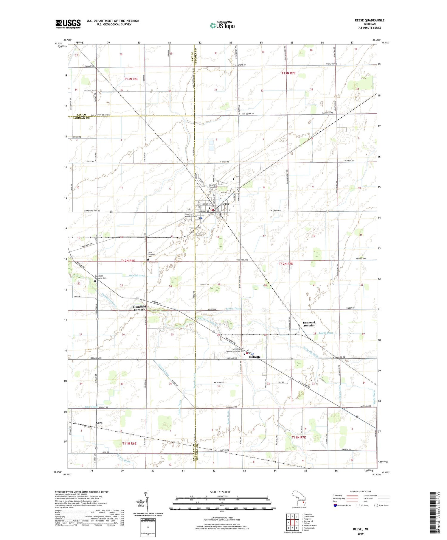 Reese Michigan US Topo Map Image