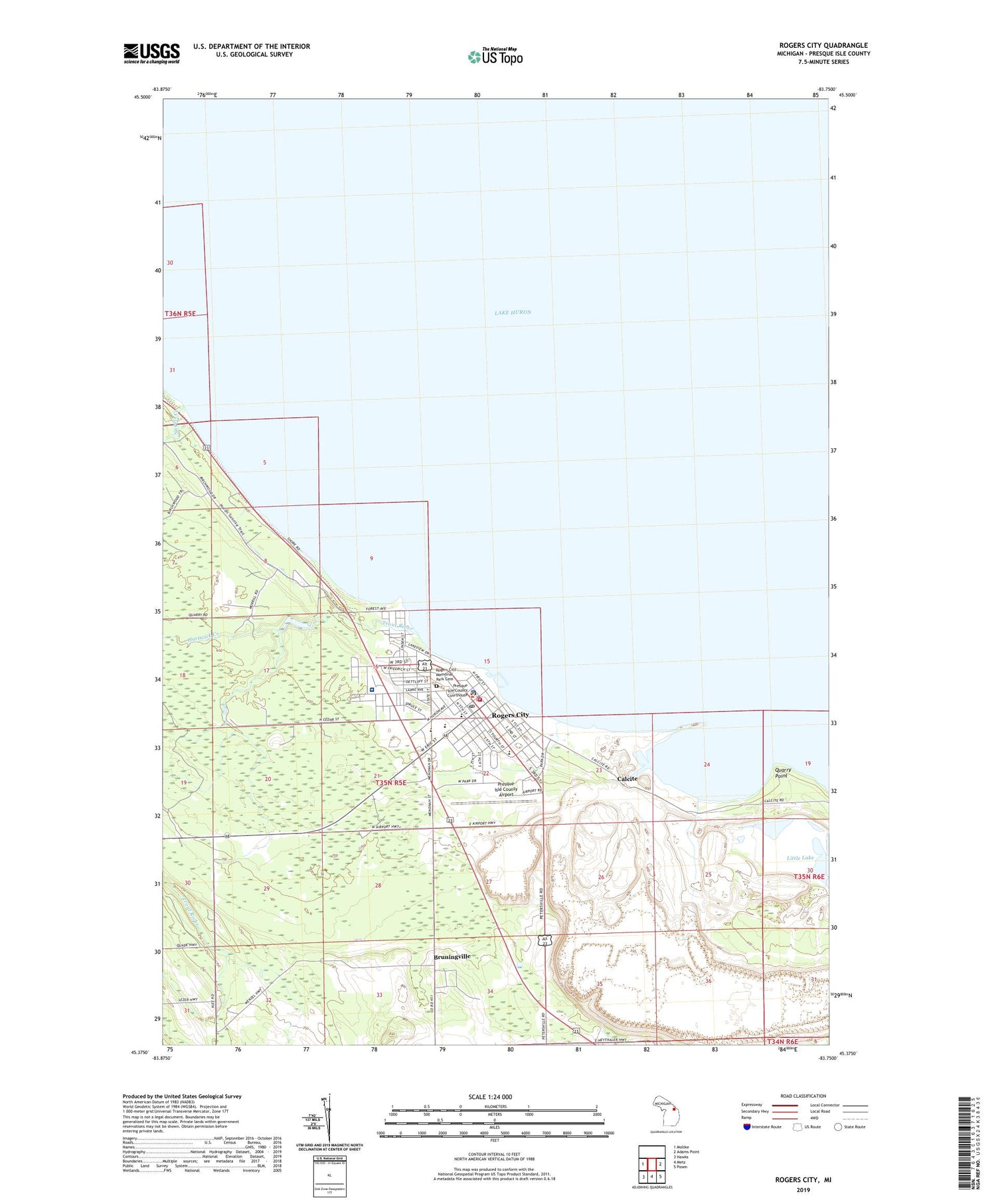 Rogers City Michigan US Topo Map Image