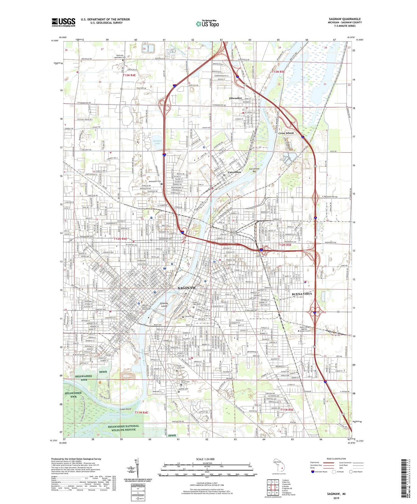 Saginaw Michigan US Topo Map Image