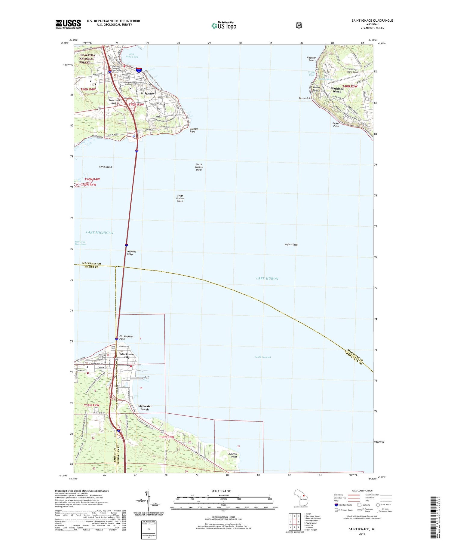 Saint Ignace Michigan US Topo Map Image