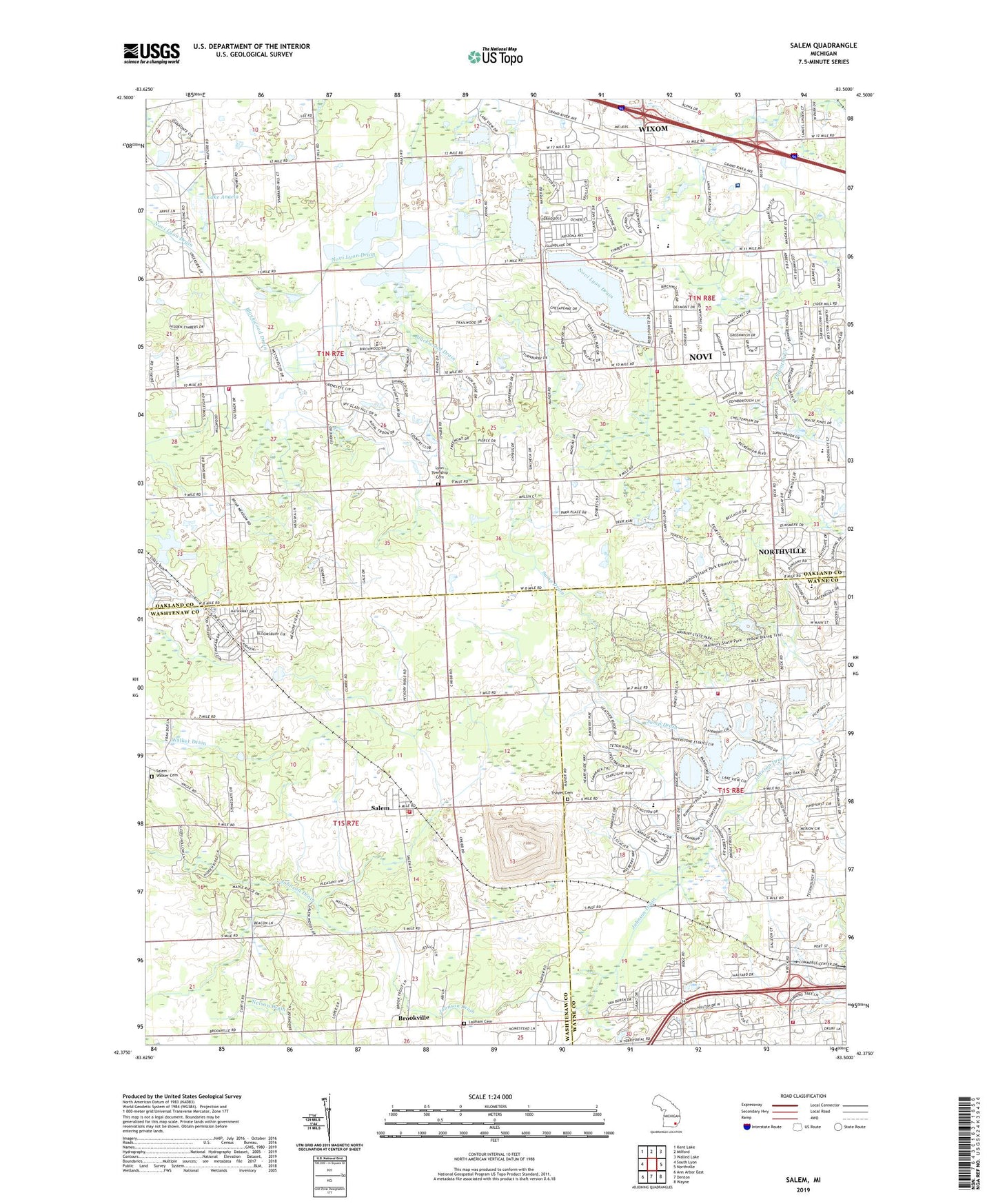 Salem Michigan US Topo Map Image