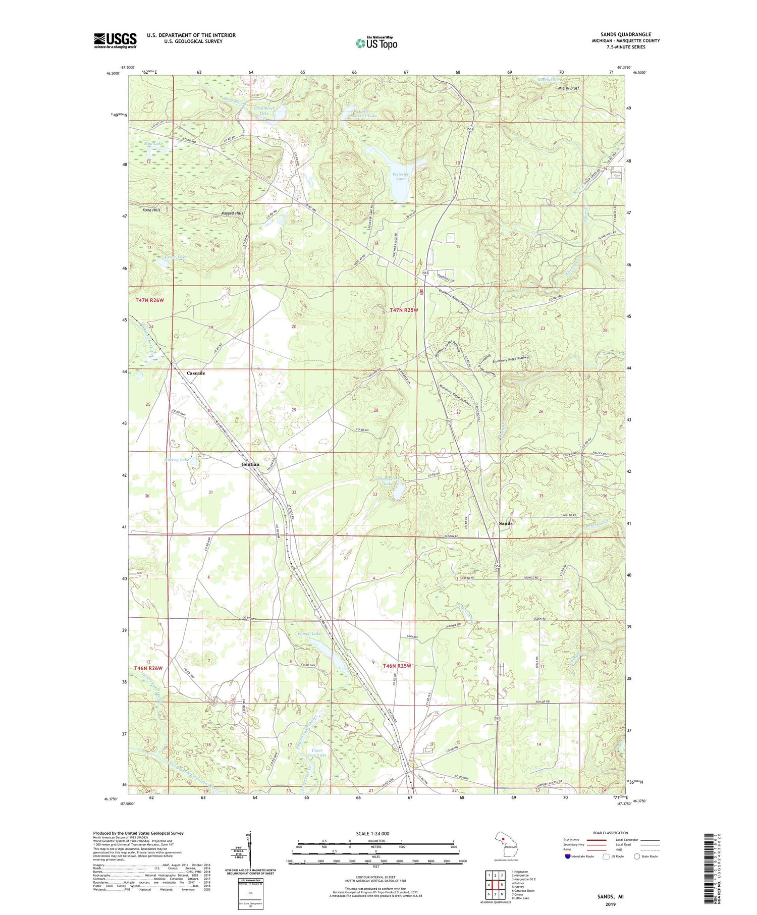 Sands Michigan US Topo Map Image