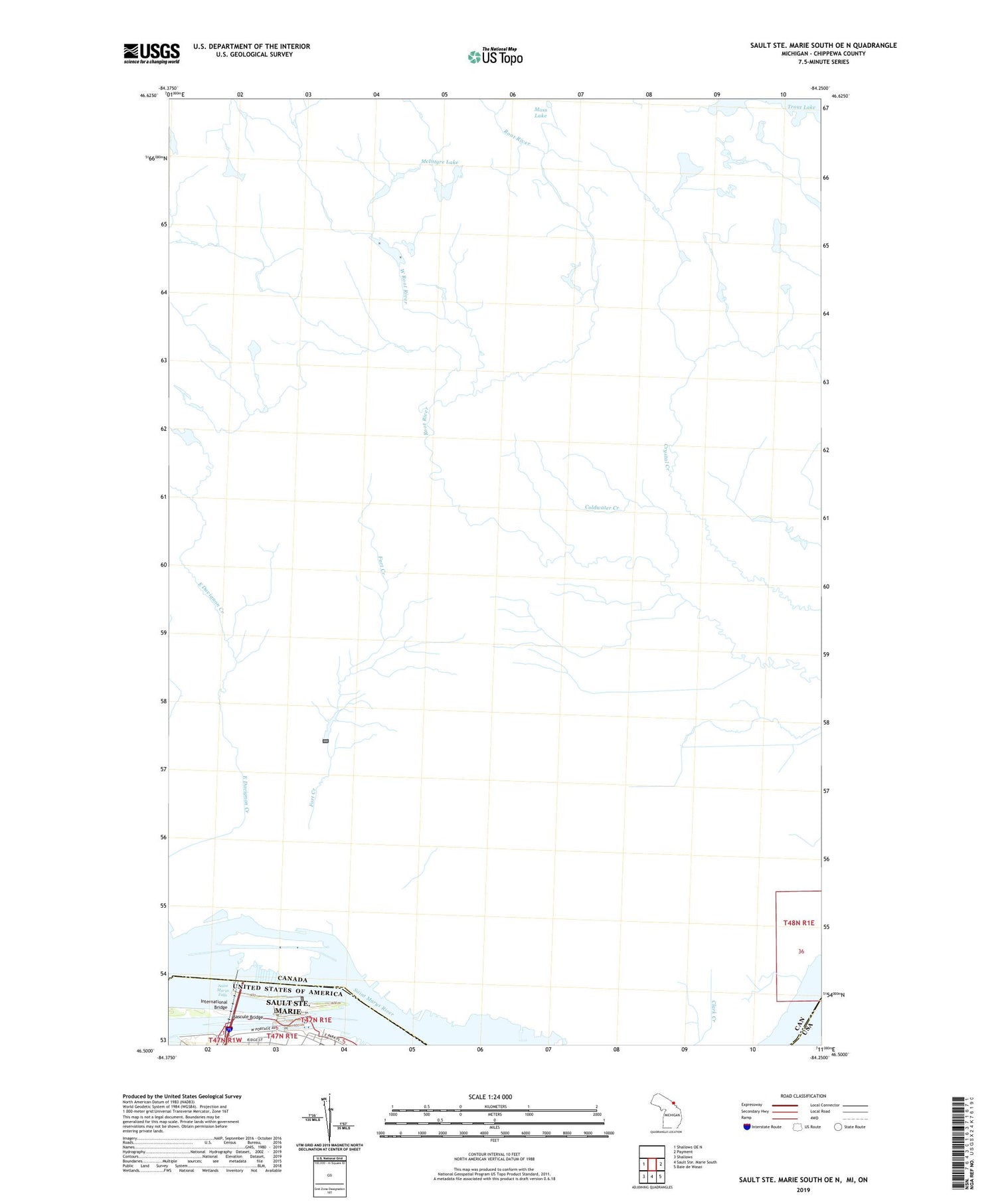 Sault Ste. Marie South OE N Michigan US Topo Map Image