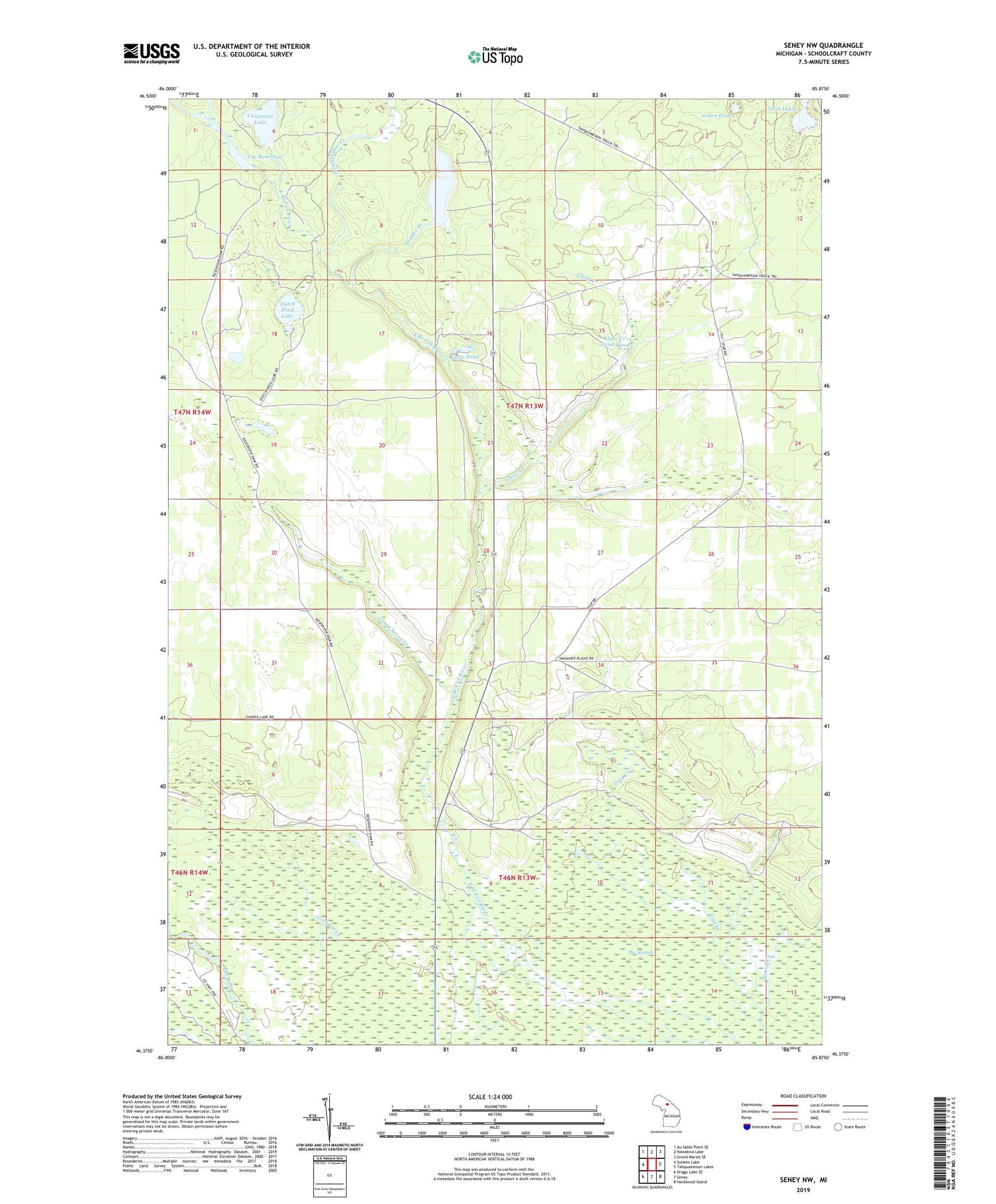Seney NW Michigan US Topo Map Image