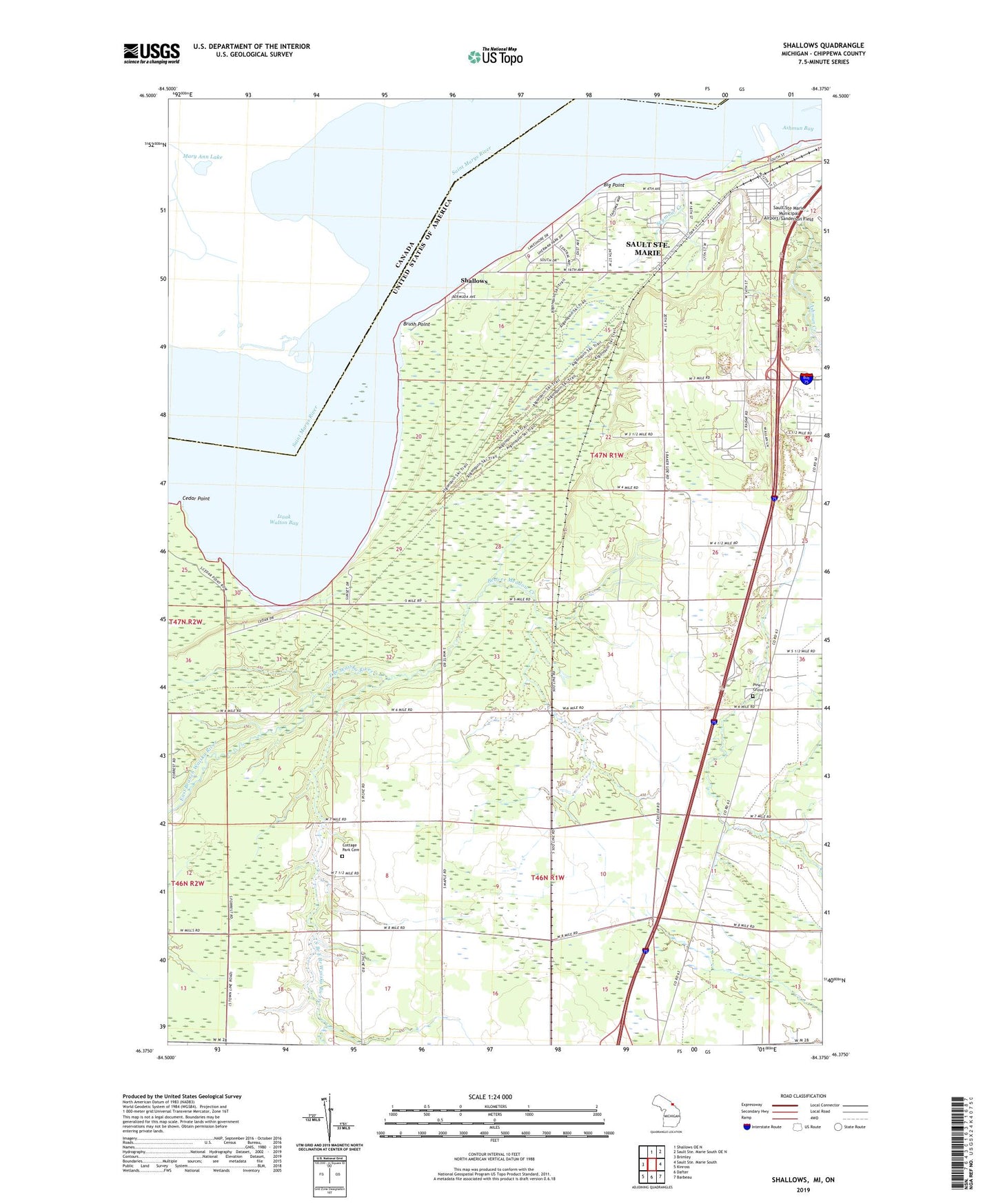 Shallows Michigan US Topo Map Image