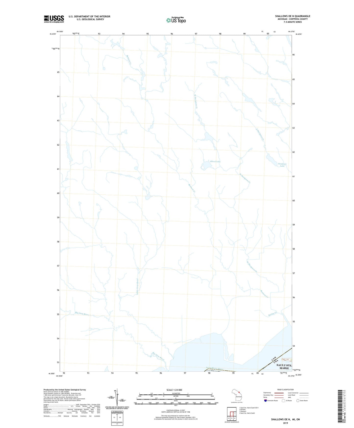 Shallows OE N Michigan US Topo Map Image