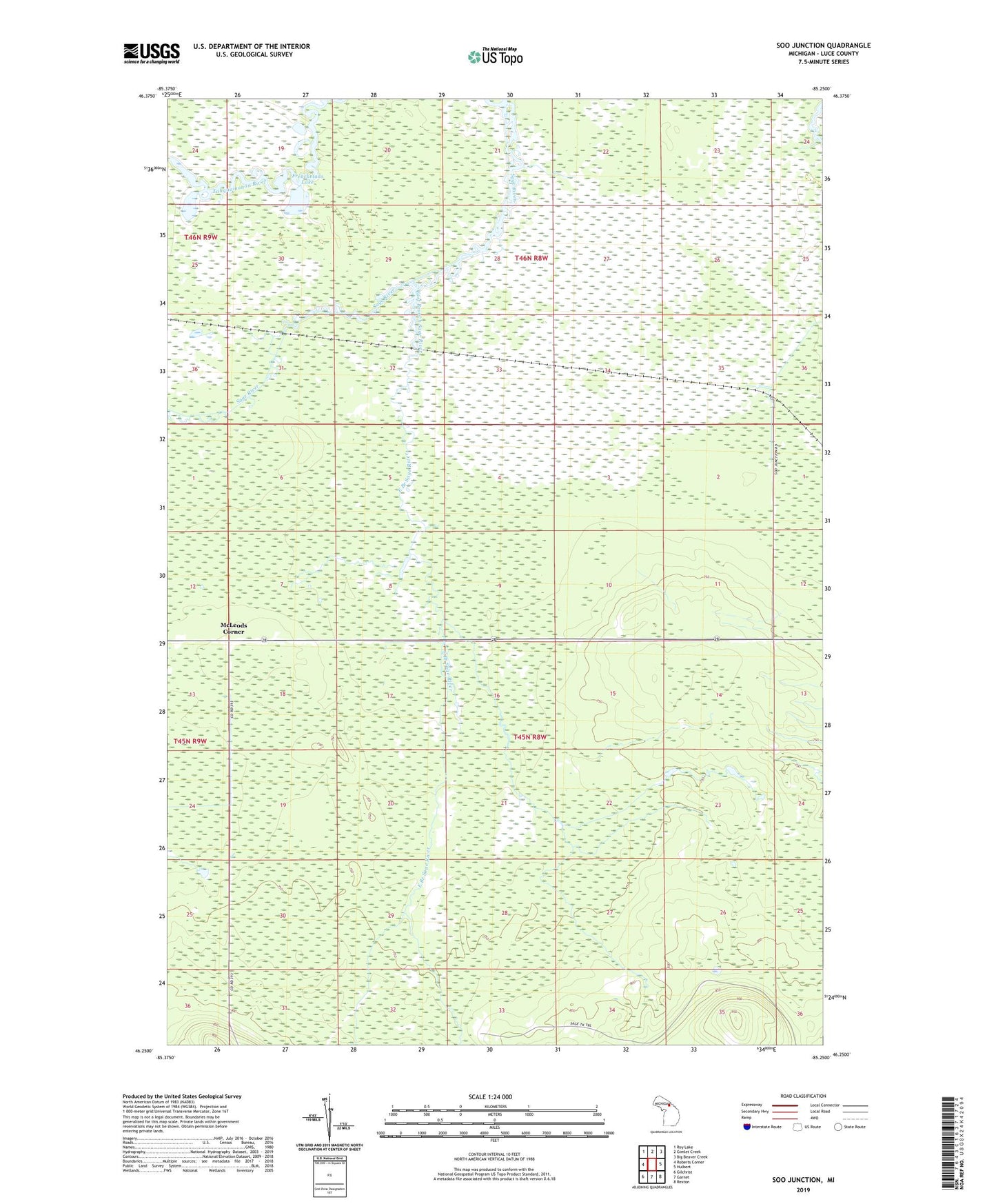 Soo Junction Michigan US Topo Map Image