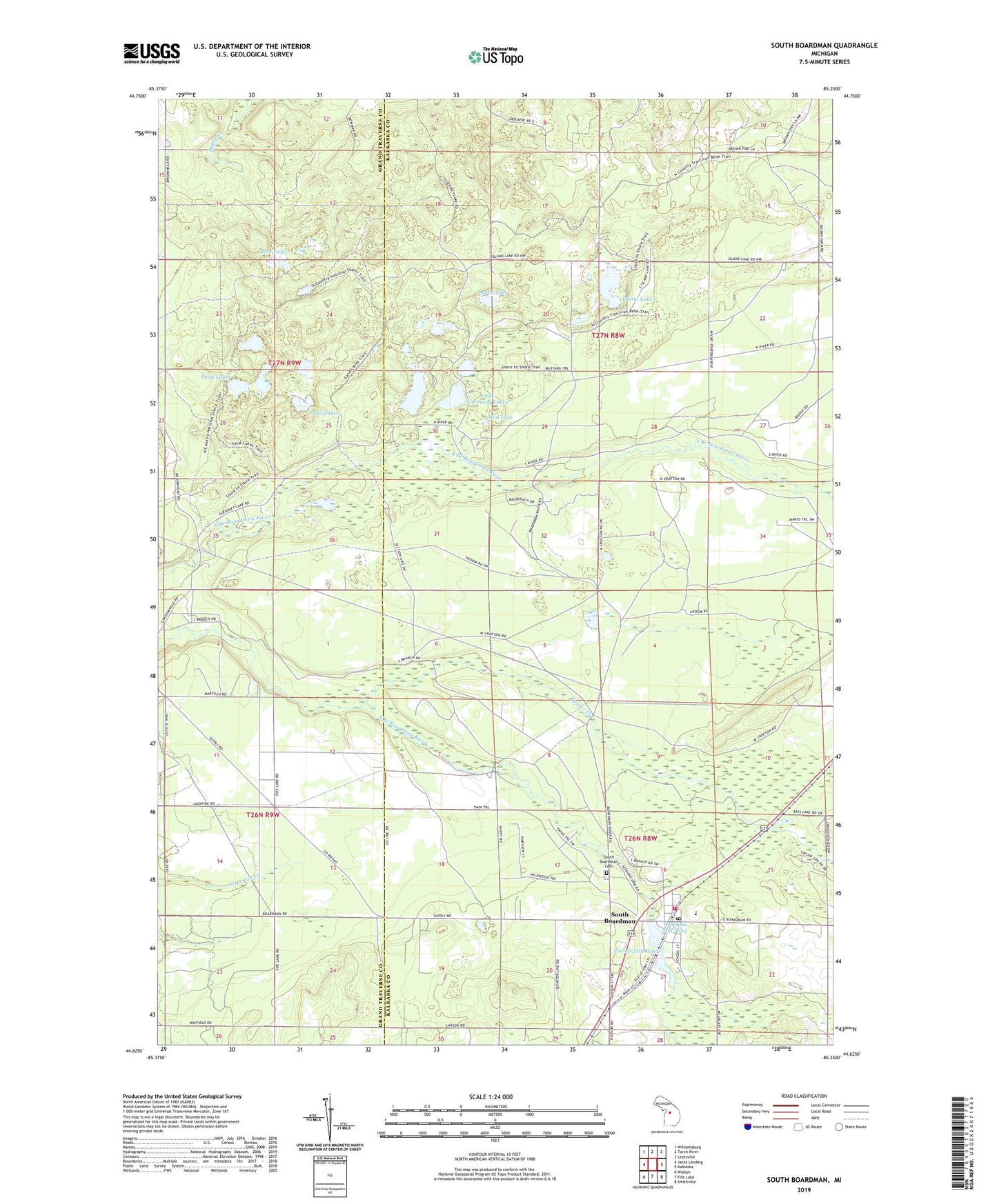 South Boardman Michigan US Topo Map Image