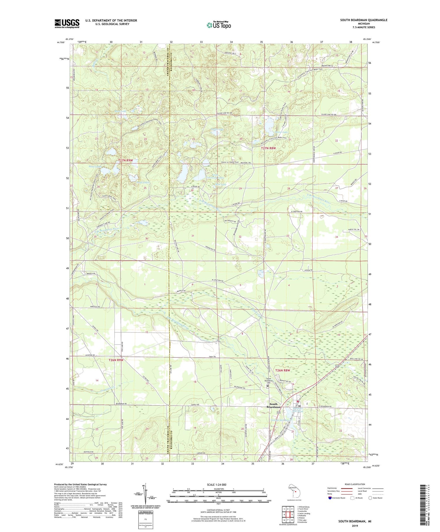 South Boardman Michigan US Topo Map Image
