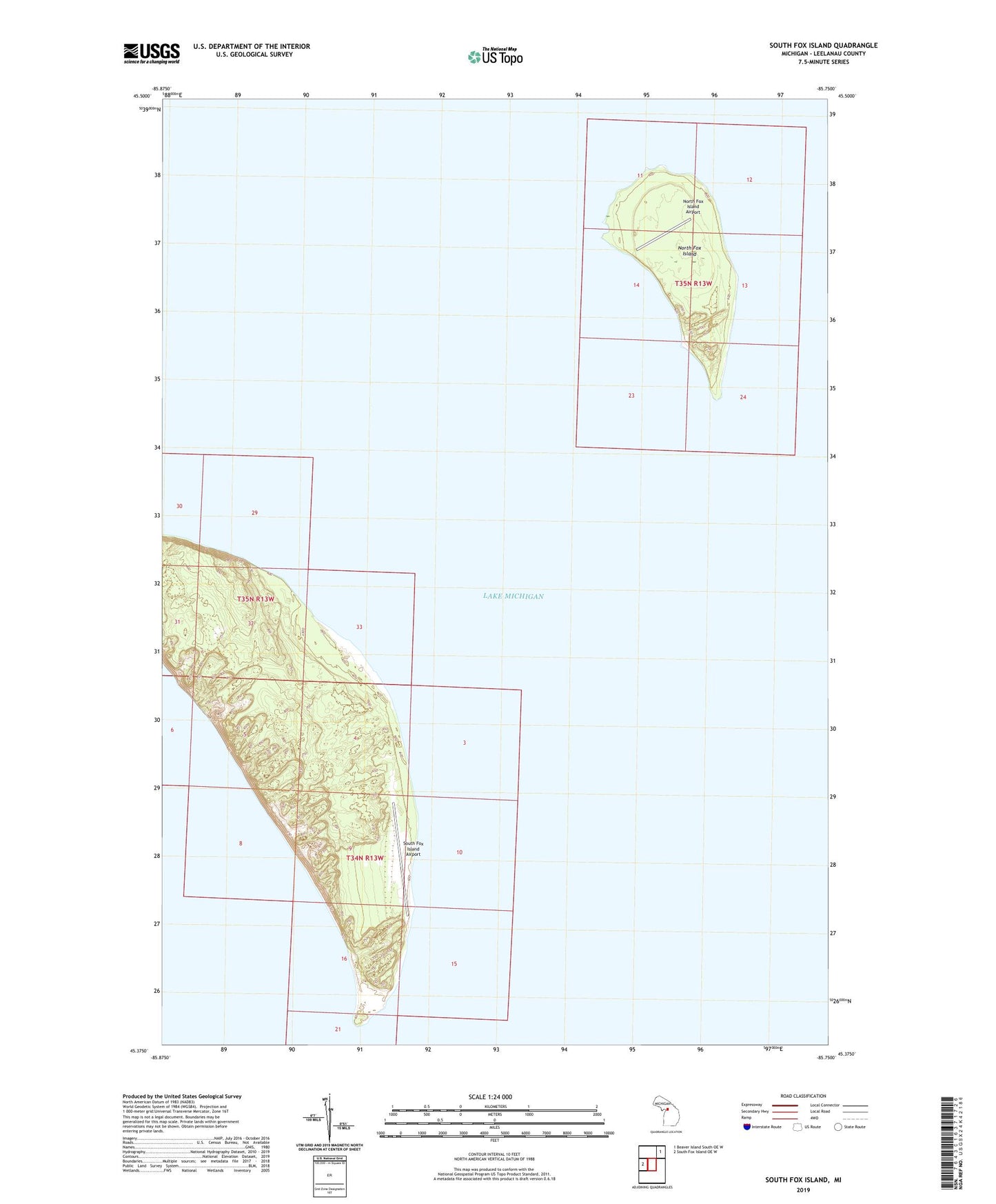 South Fox Island Michigan US Topo Map Image