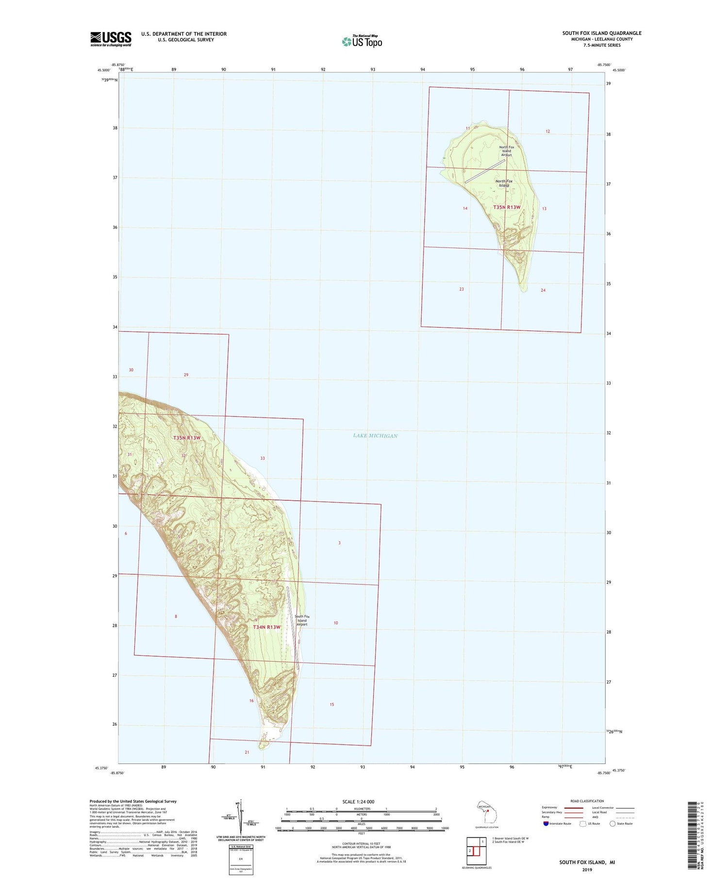 South Fox Island Michigan US Topo Map Image