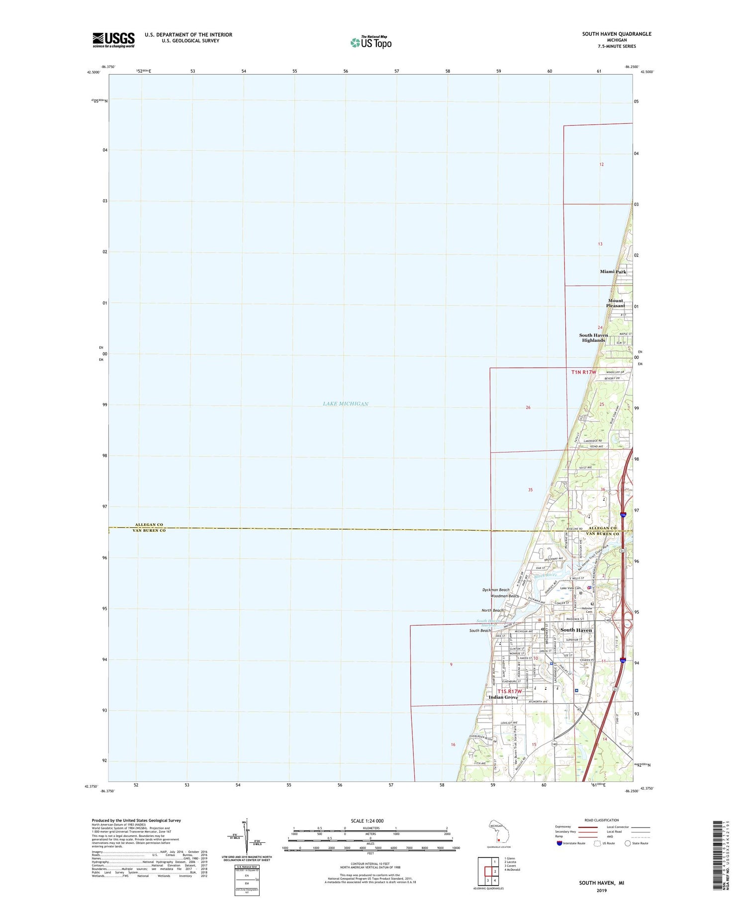 South Haven Michigan US Topo Map Image