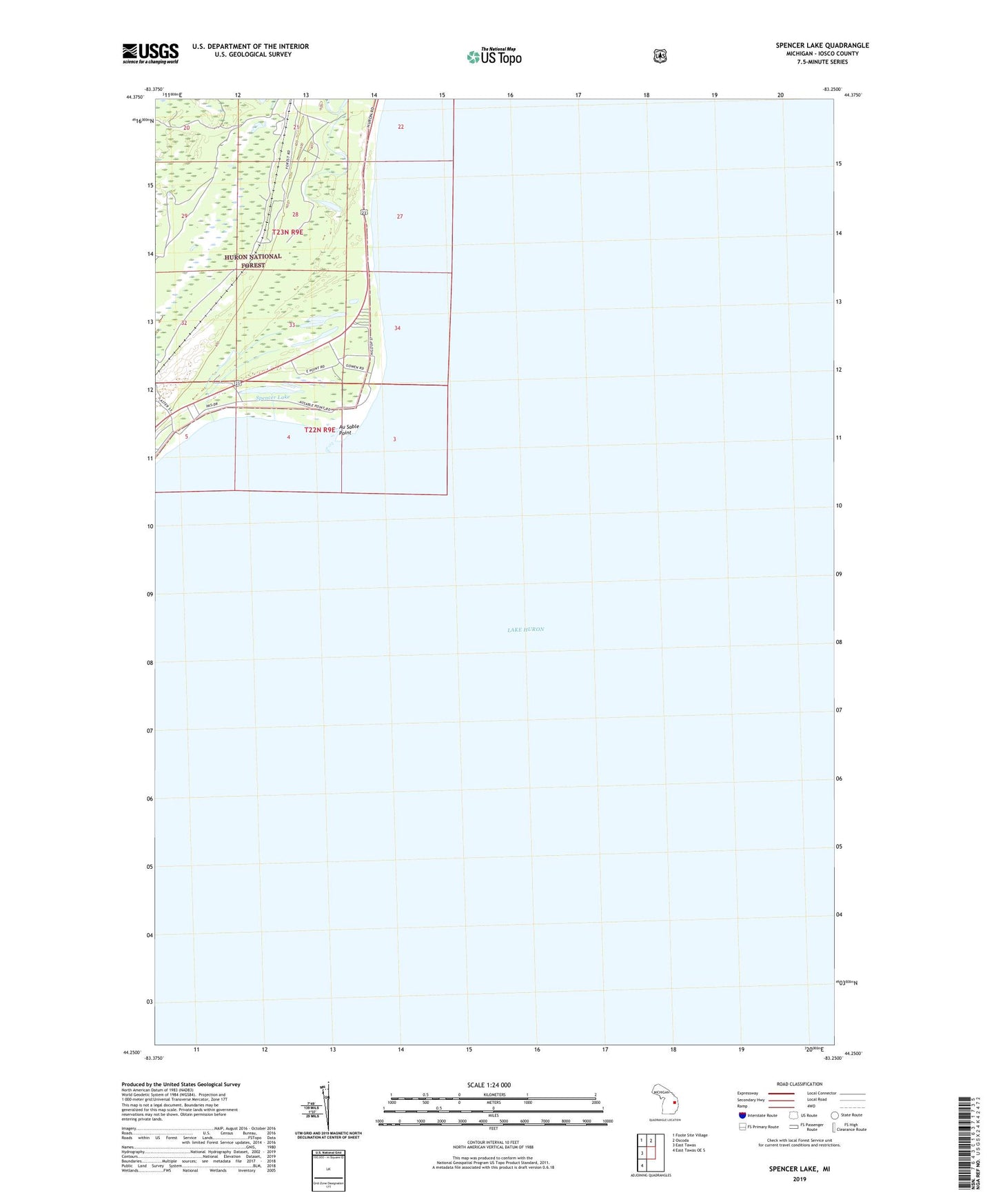 Spencer Lake Michigan US Topo Map Image