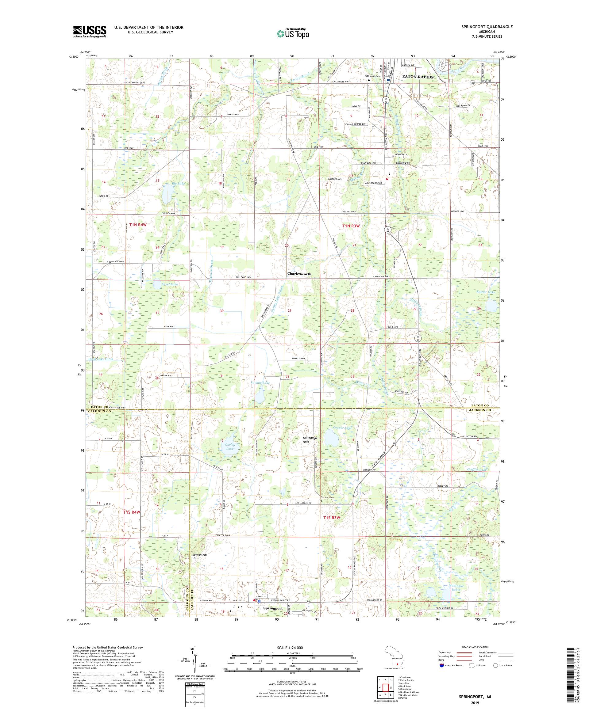 Springport Michigan US Topo Map – MyTopo Map Store