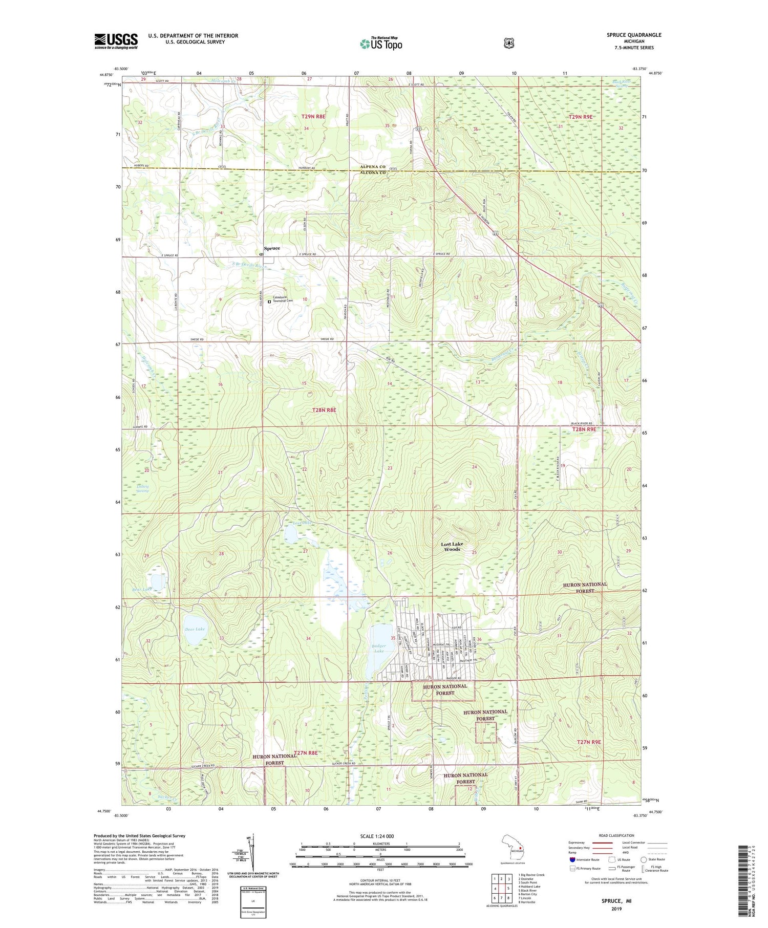 Spruce Michigan US Topo Map Image