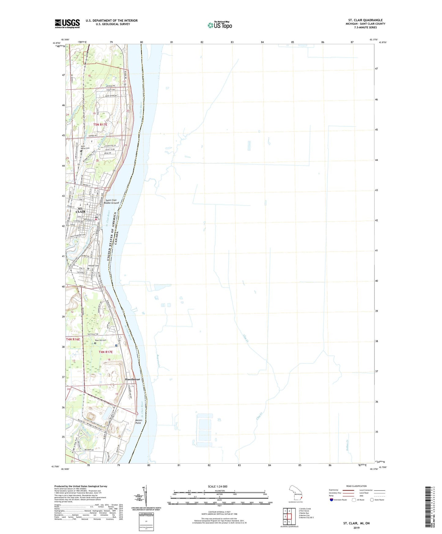 St. Clair Michigan US Topo Map Image