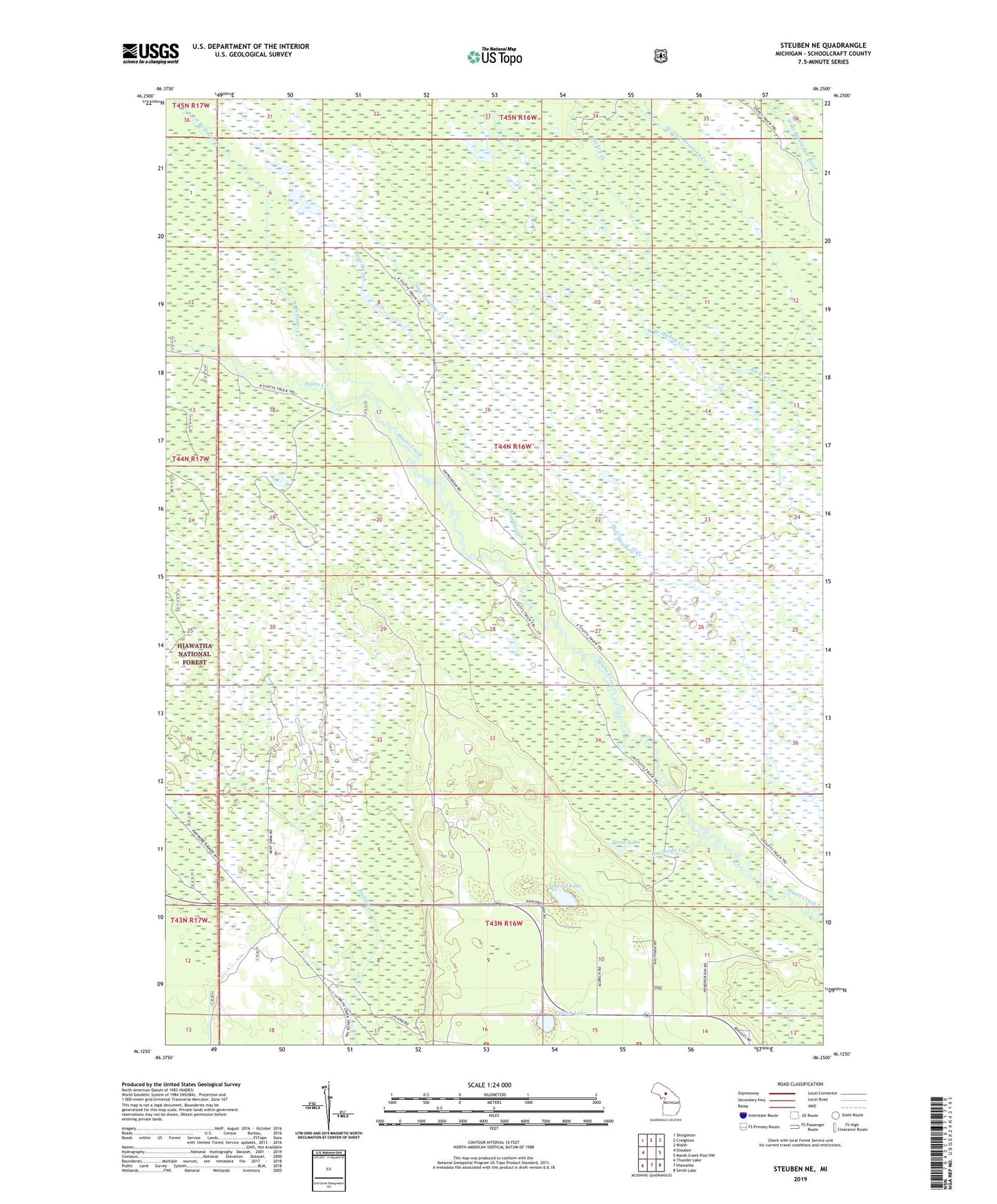 Steuben NE Michigan US Topo Map Image