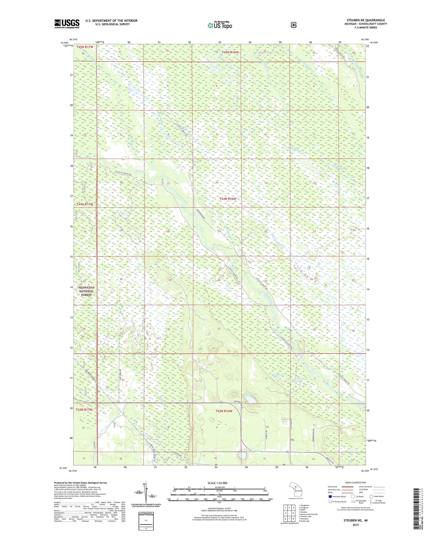 Steuben NE Michigan US Topo Map Image