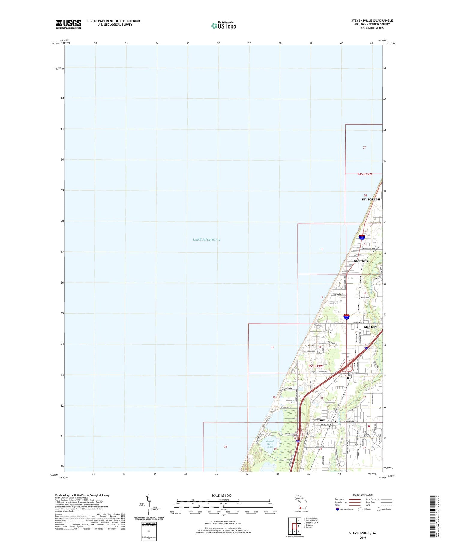 Stevensville Michigan US Topo Map Image