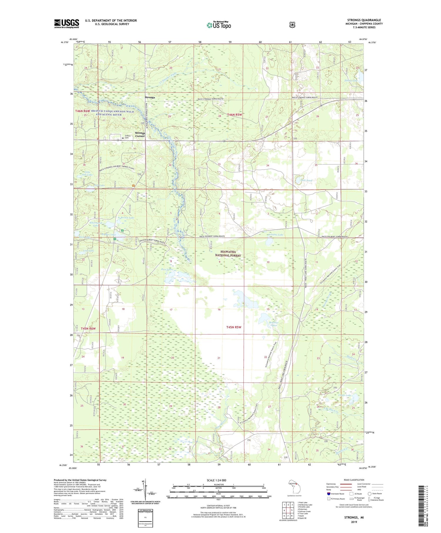Strongs Michigan US Topo Map Image